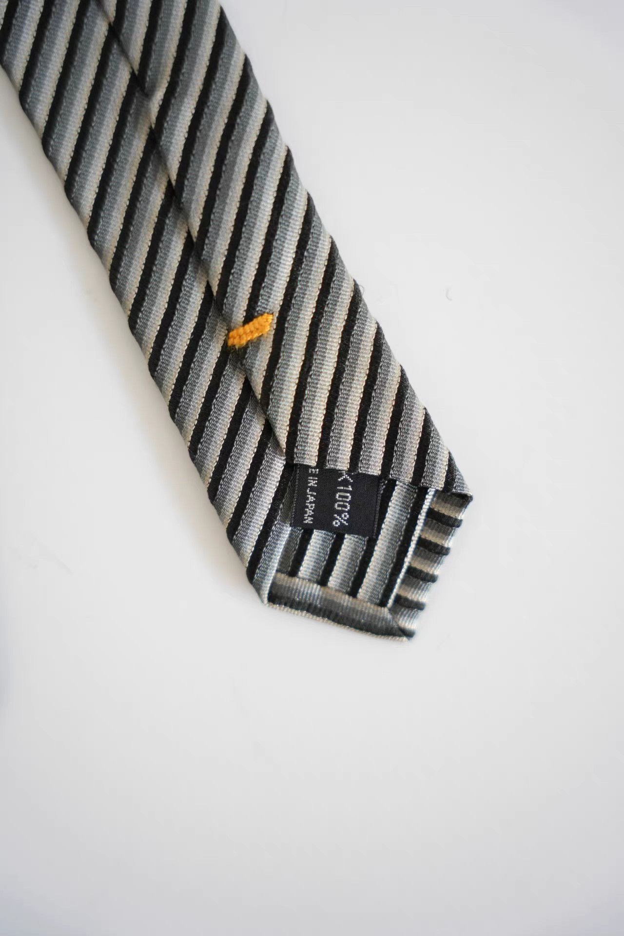 Yohji Yamamoto Yohji Yamamoto Black White & Gray Striped Silk Tie K4 Size ONE SIZE - 3 Thumbnail