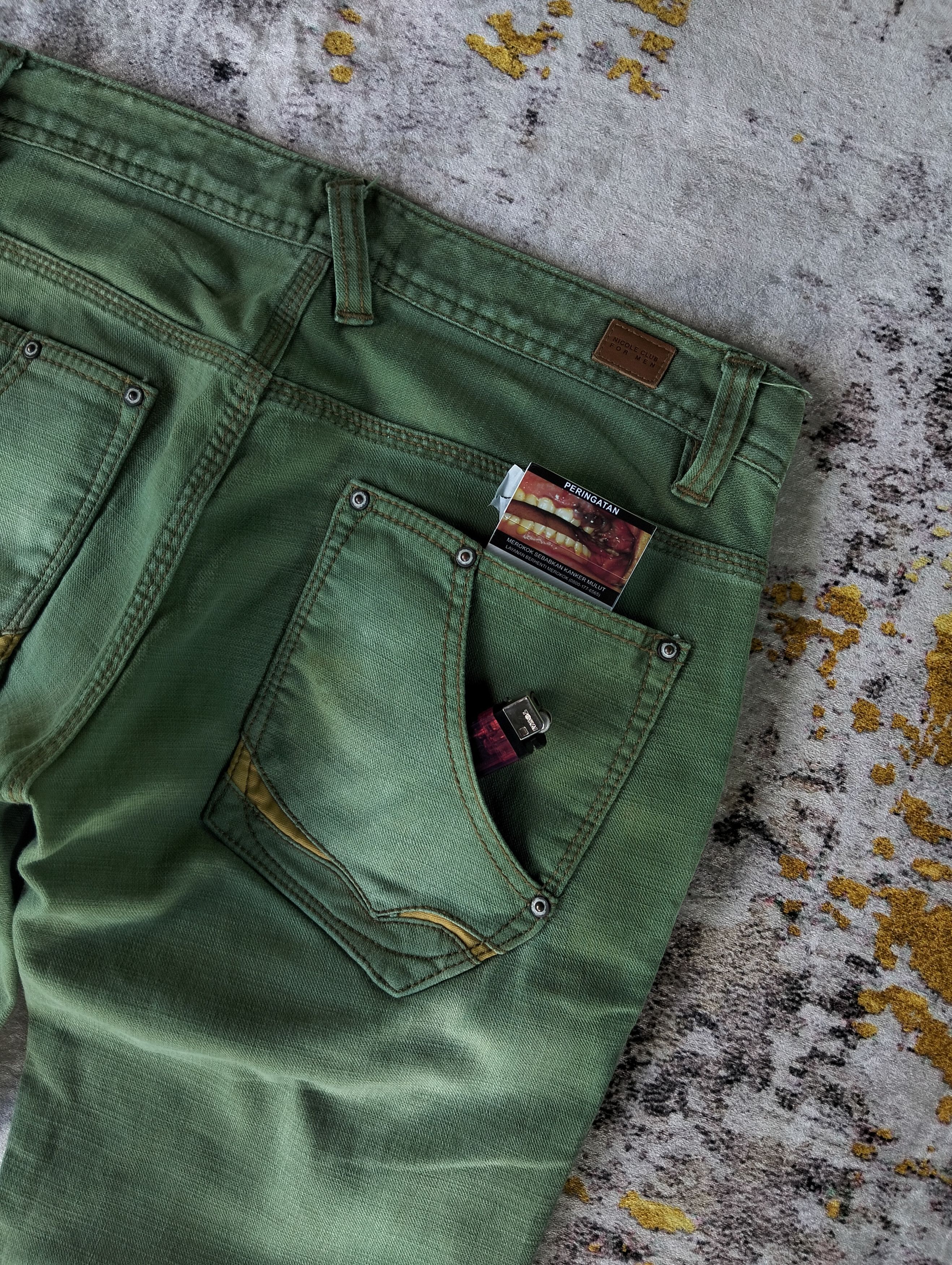 Nicole Club Nicole Club For Men Slim Green Whiskers Low Rise Jeans Size US 31 - 10 Thumbnail