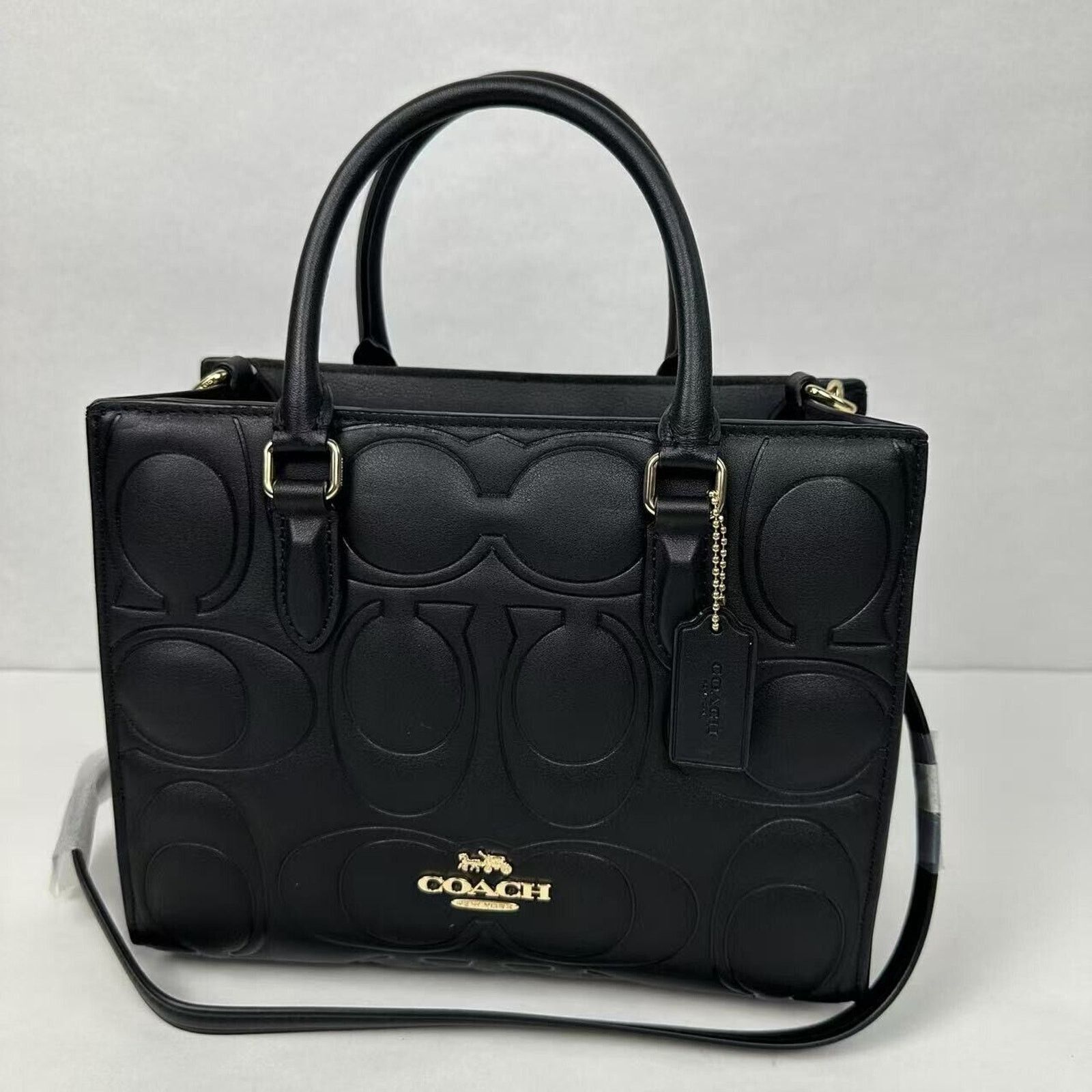 Coach Maggie Small Tote Bag Signature Leather Black CY670