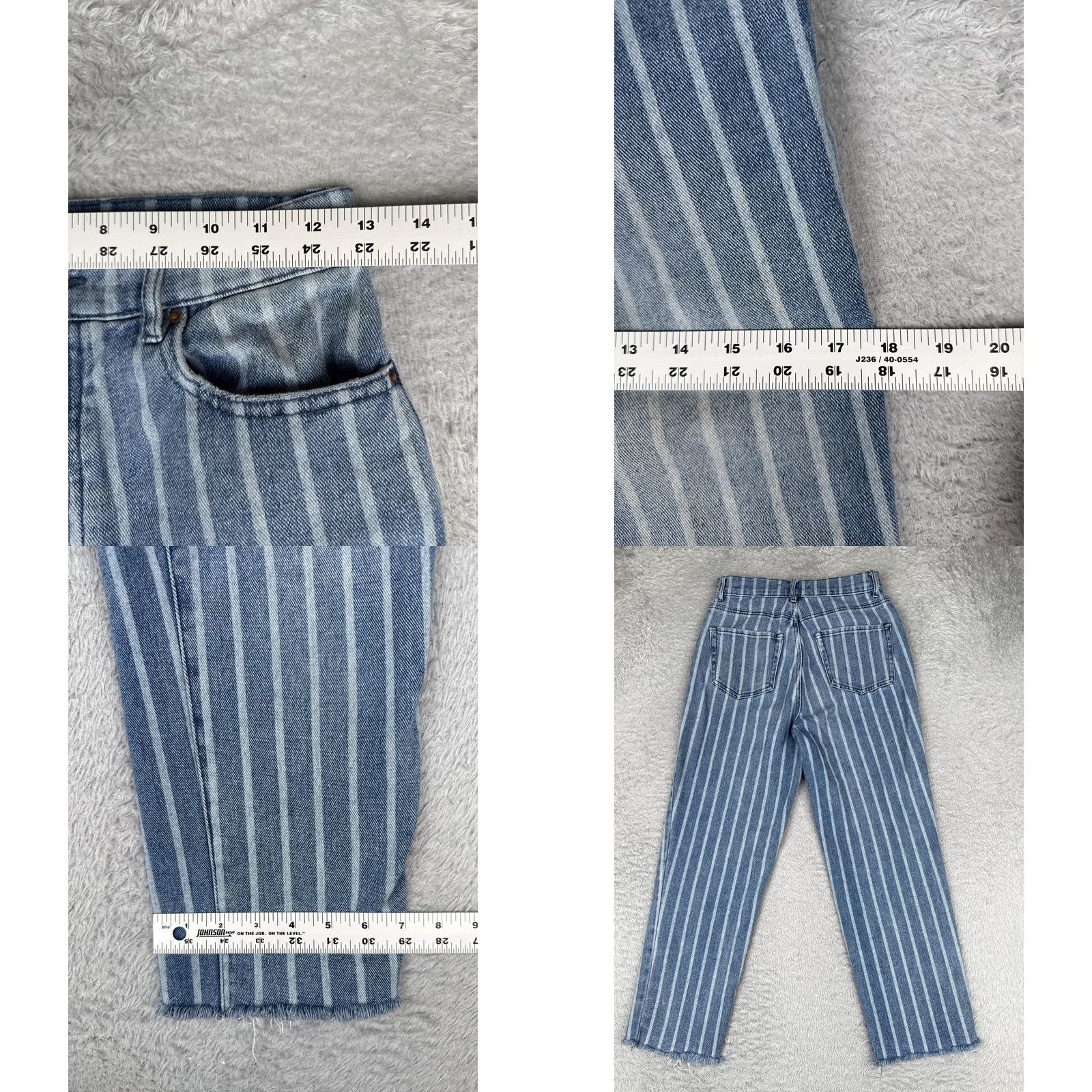 Pacsun PacSun Womens 29 Straight Jeans Blue Medium Wash High Rise Crop Striped 5-Pocket Denim Cotton N/A Size 29" - 9 Thumbnail