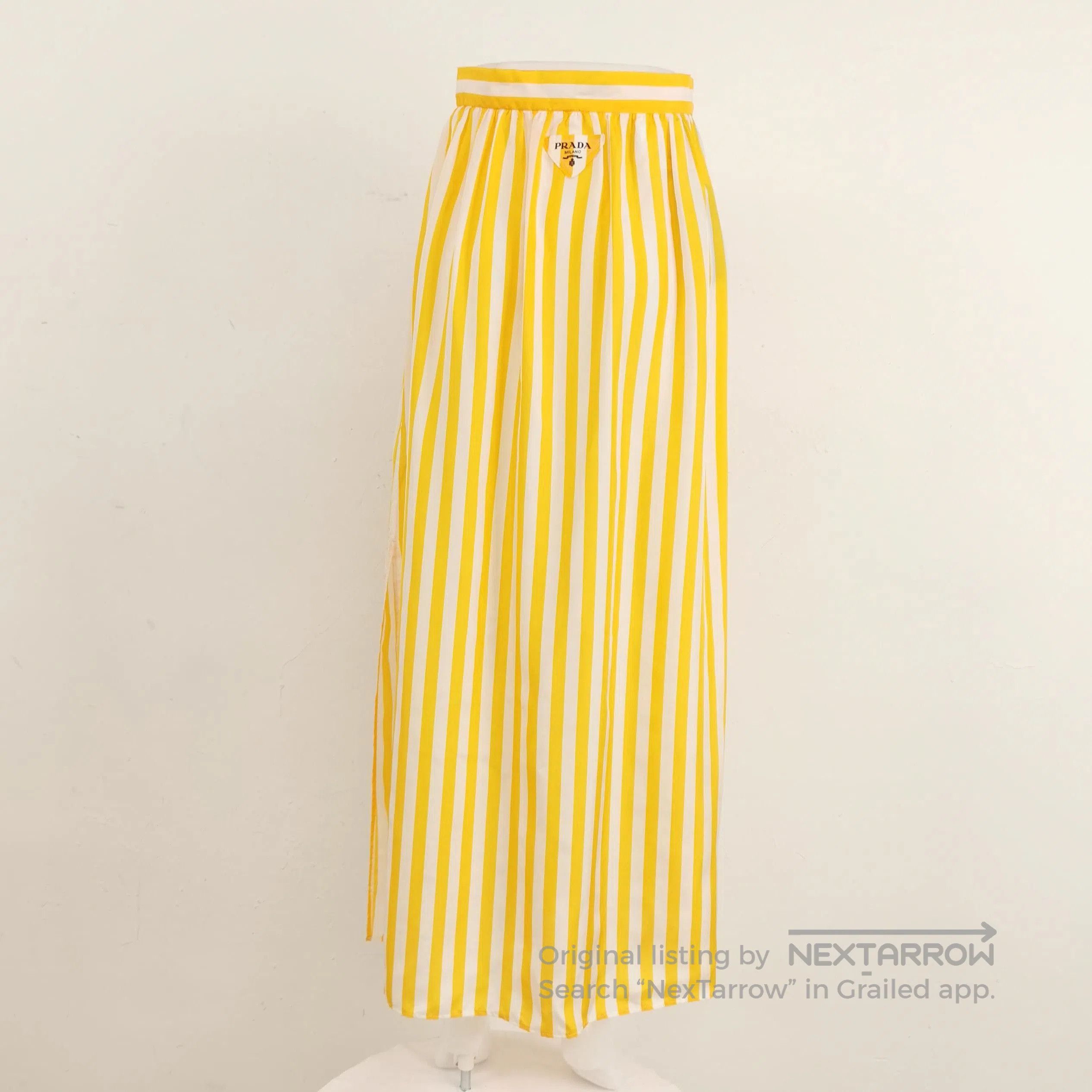 Prada Prada Striped Silk Midi Skirt with Logo . Size 35" - 1 Thumbnail
