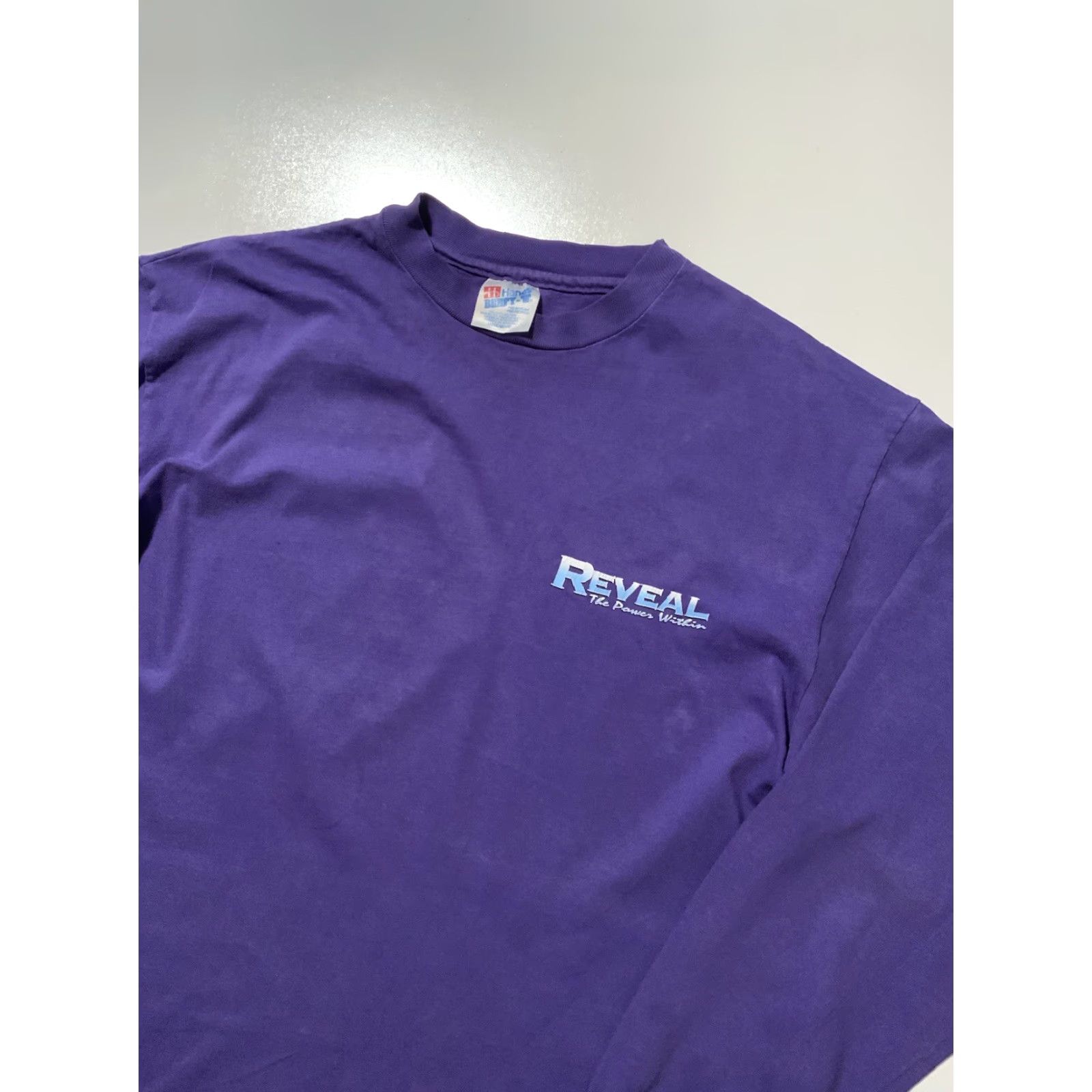 Hanes VINTAGE 90s Reveal The Power Within Purple L/S Hanes Beefy T Graphic T-Shirt LG Shirt Mens Size US S / EU 44-46 / 1 - 3 Thumbnail