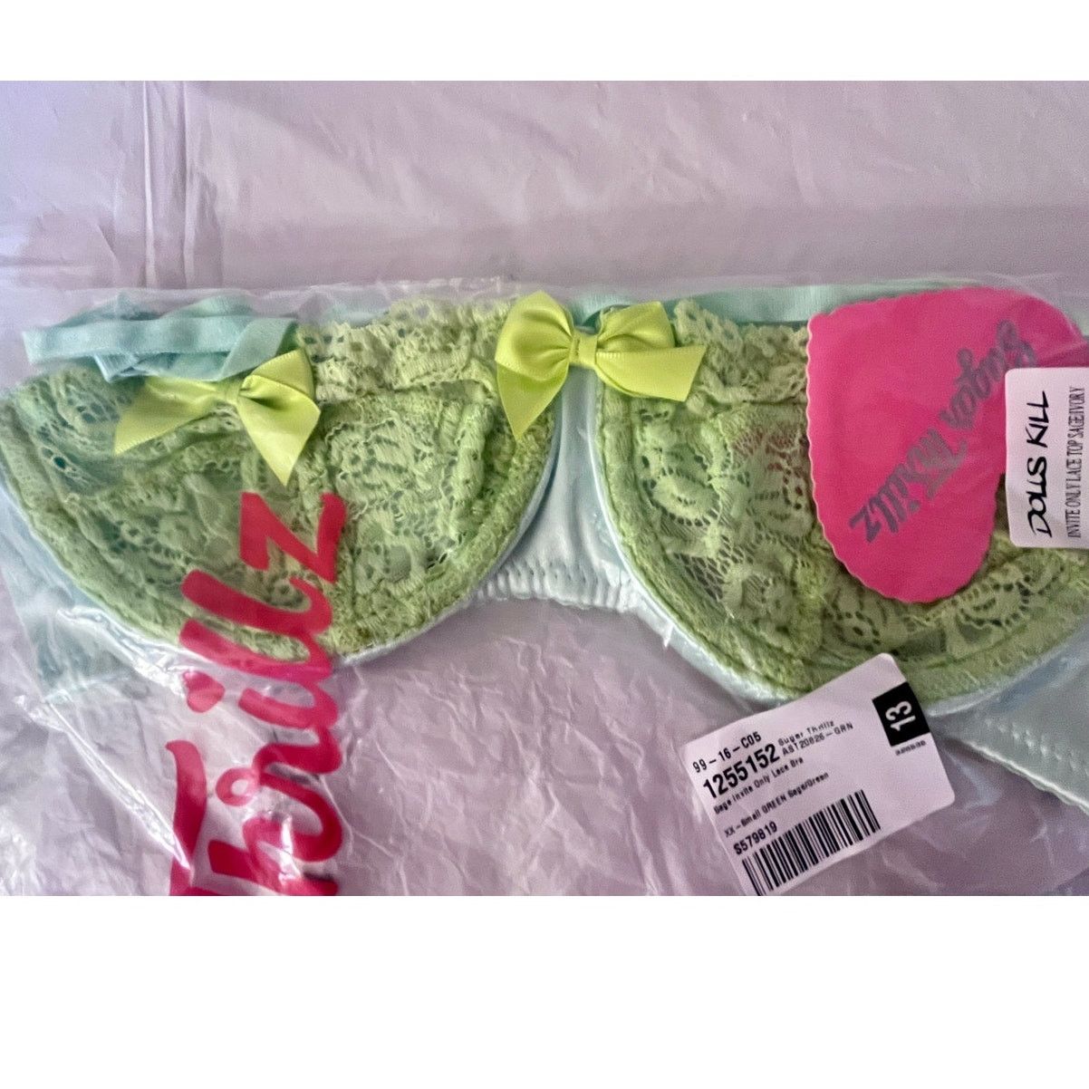 Dolls Kill Dolls kill Sugar Thrillz Green Lingerie Set Bra/Panty XXS Size ONE SIZE - 2 Thumbnail