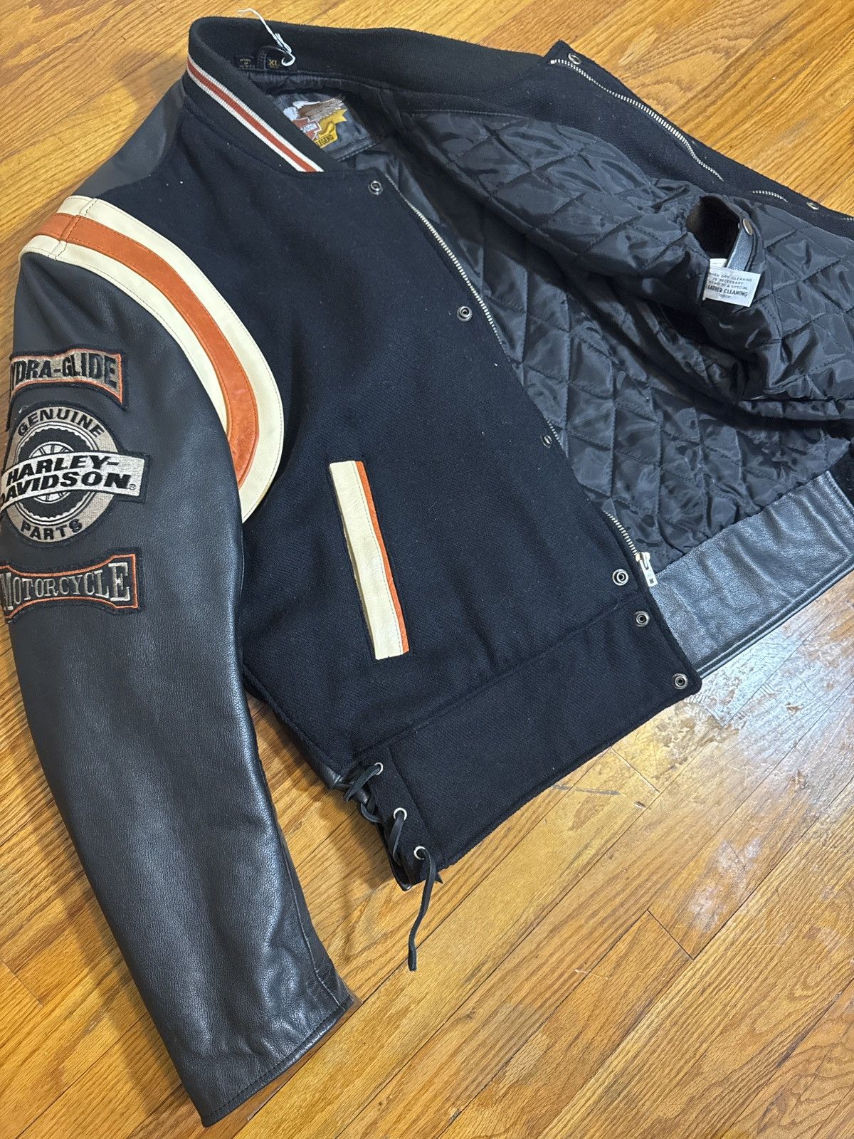 Harley Davidson Harley Davidson Leather Varsity Bomber Jacket Size US XL / EU 56 / 4 - 4 Thumbnail