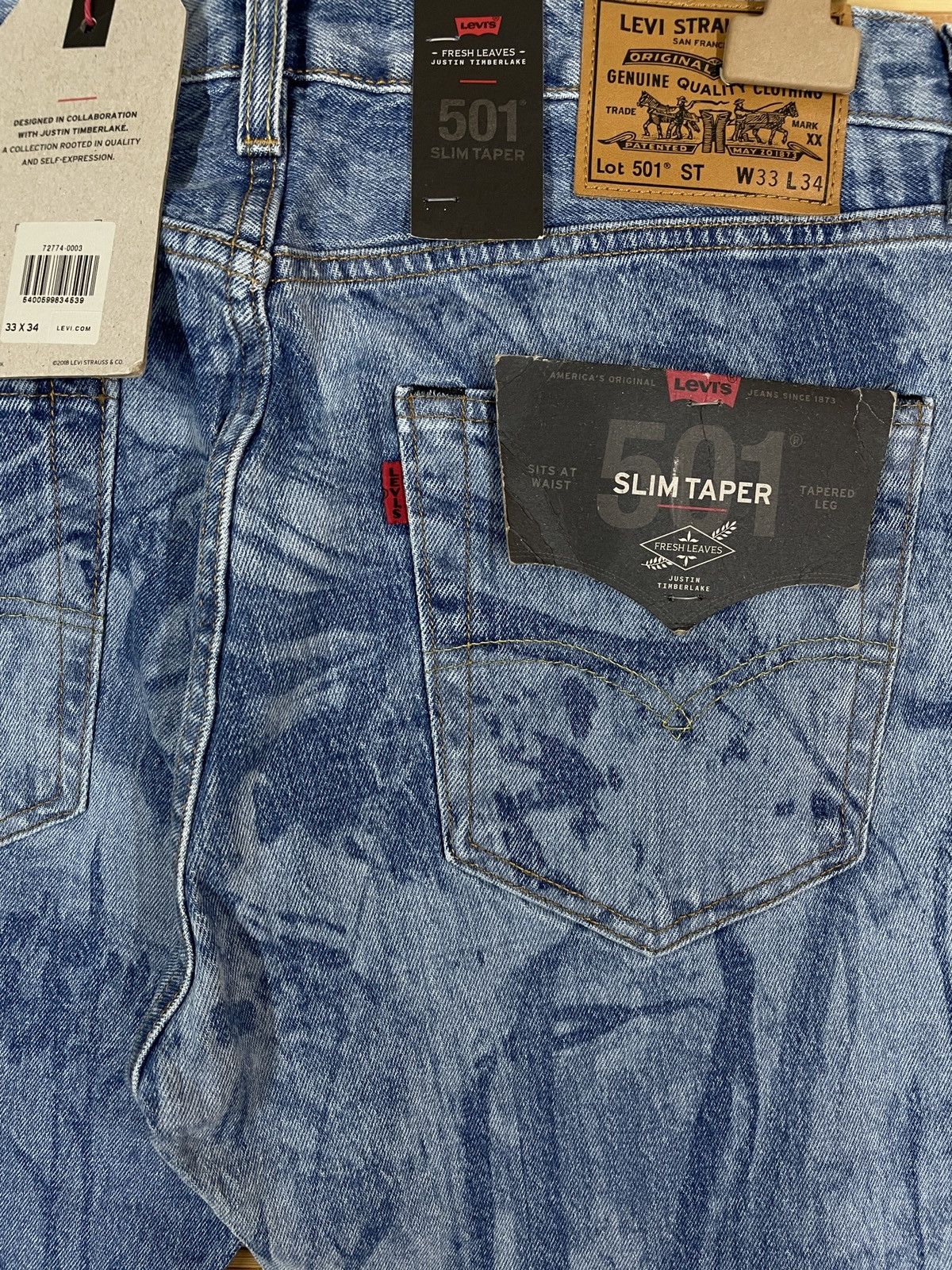 Levi's × Levi's Made & Crafted × Levi's Vintage Clothing BNWT JUSTIN TIMBERLAKE 501 ST Big E Slim Taper Washed Denim Jeans Pants Size US 33 - 15 Thumbnail