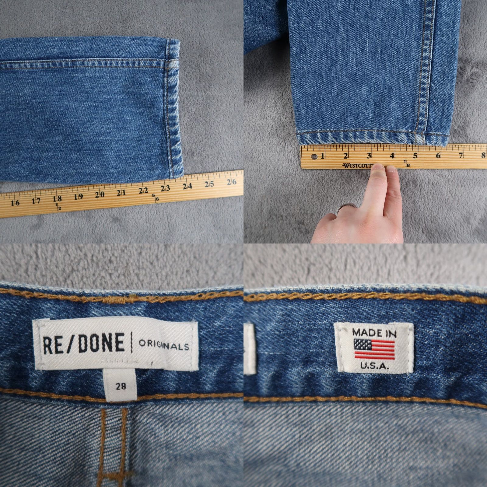 RE/DONE ReDone Originals High Rise Jeans Straight Color Blue 28 Cotton Denim 5-Pocket Design Womens June style Regular fit Adults? Size 28" / US 6 / IT 42 - 8 Thumbnail