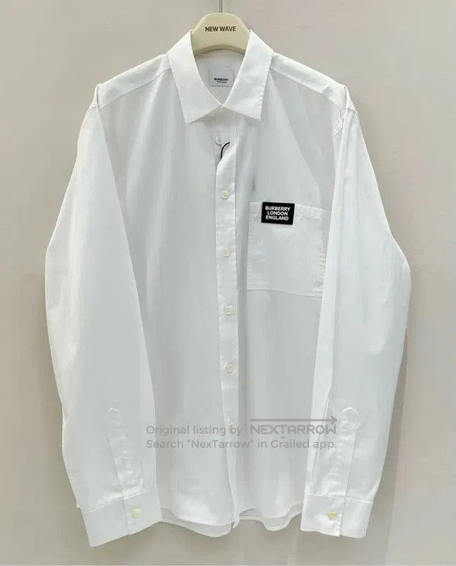 Burberry Burberry White Cotton Logo Long Sleeve Shirt. Size US XL / EU 56 / 4 - 1 Thumbnail