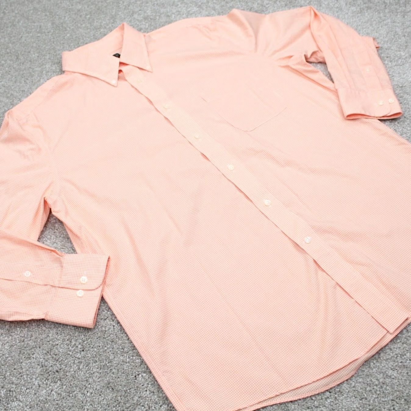 Ralph Lauren LAUREN Ralph Lauren Shirt Mens Large Orange/White Stretch Fabric Regular Fit L/S (Button-Up) Size US L / EU 52-54 / 3 - 5 Thumbnail