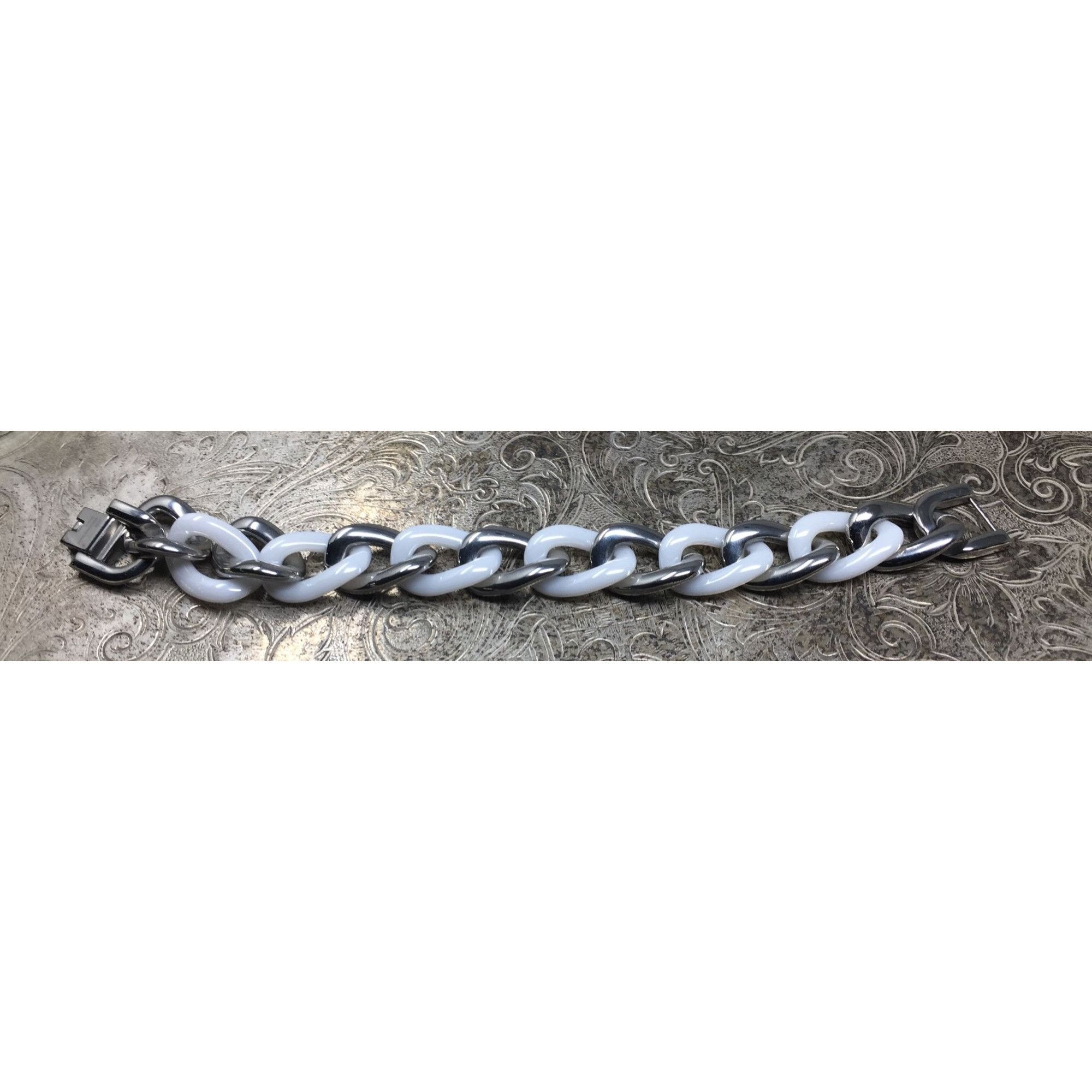 Other Women's White and Silver Chunky Link Bracelet Size ONE SIZE - 1 Thumbnail