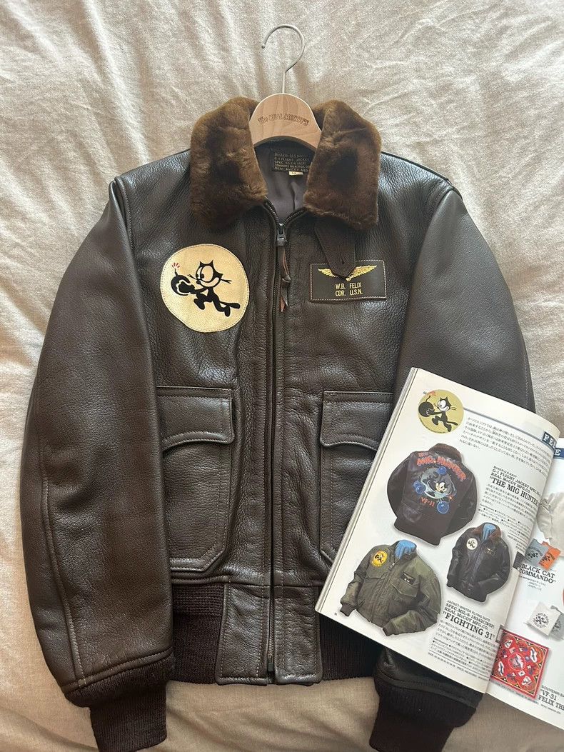 The Real McCoy's The Real McCoy s g-1 M-422A, Hand-Painted Felix the Cat Lea Size US M / EU 48-50 / 2 - 2 Thumbnail