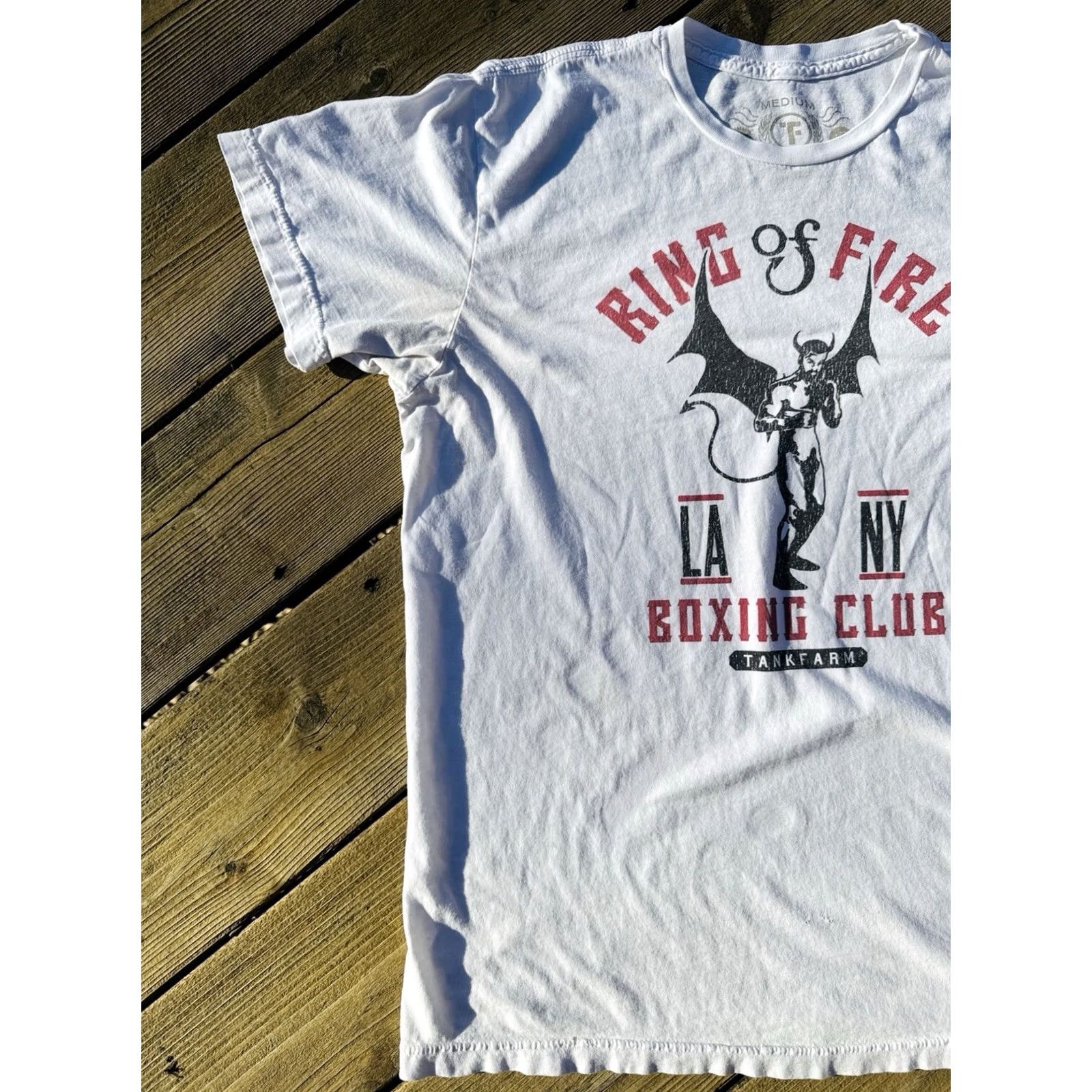 Vintage Tankfarm Ring of Fire Boxing Club Devil Fight T Shirt Mens M USA Made Size US M / EU 48-50 / 2 - 2 Thumbnail