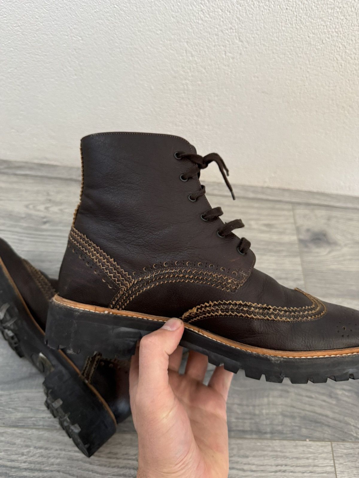 Givenchy Brown Brogue Combat Boots with Lug Sole Size US 7 / EU 40 - 17 Thumbnail