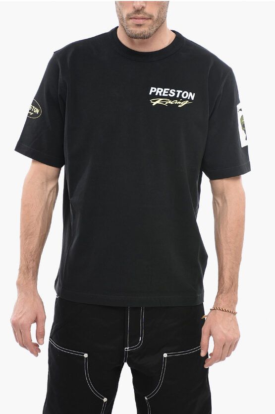 image of Heron Preston Crew Neck Preston Racing Cotton T-Shirt in Black, Men's (Size XS)