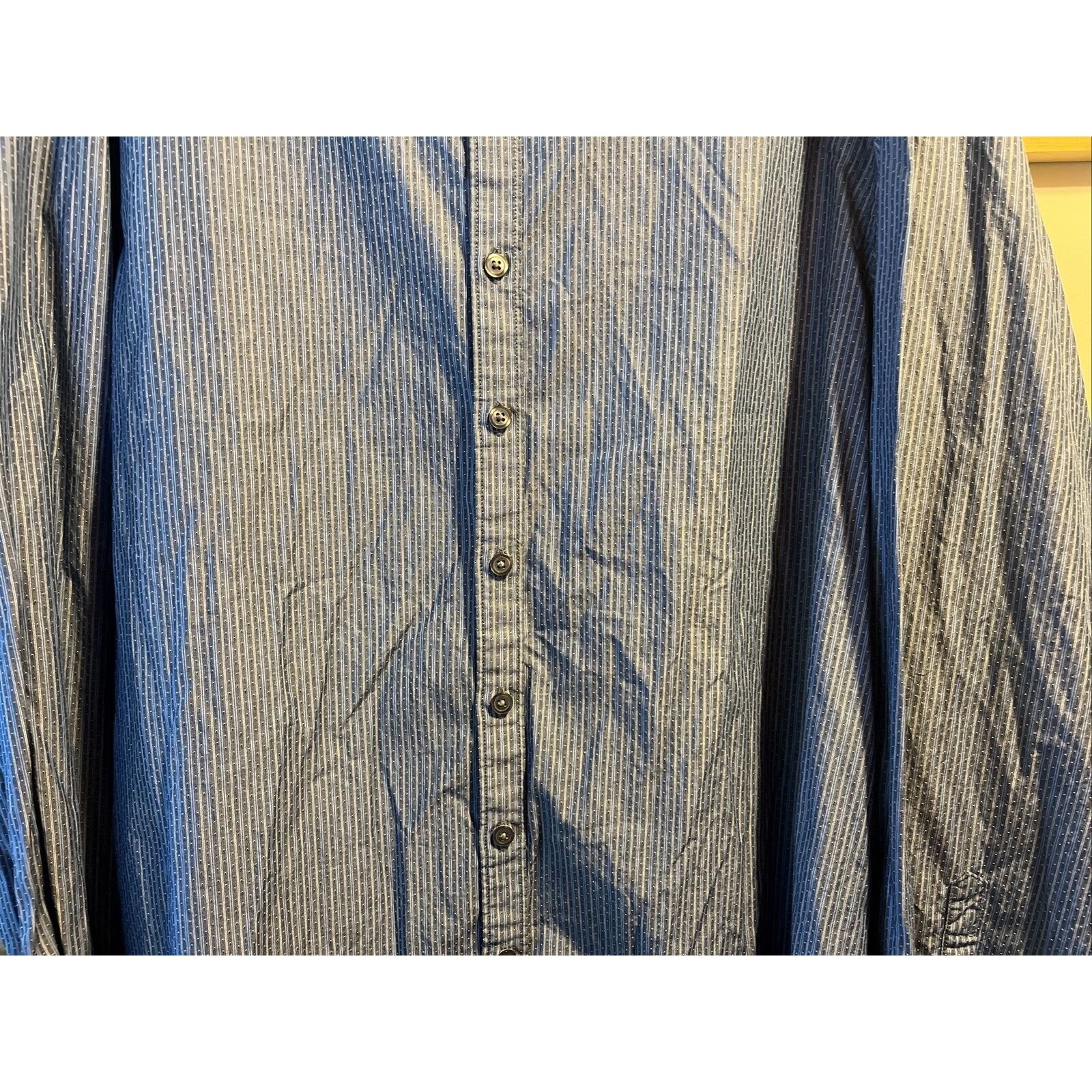 Marc Anthony Marc Anthony Men XL Blue Stripe Button Cotton Slim Fit Shirt Size US XL / EU 56 / 4 - 6 Thumbnail