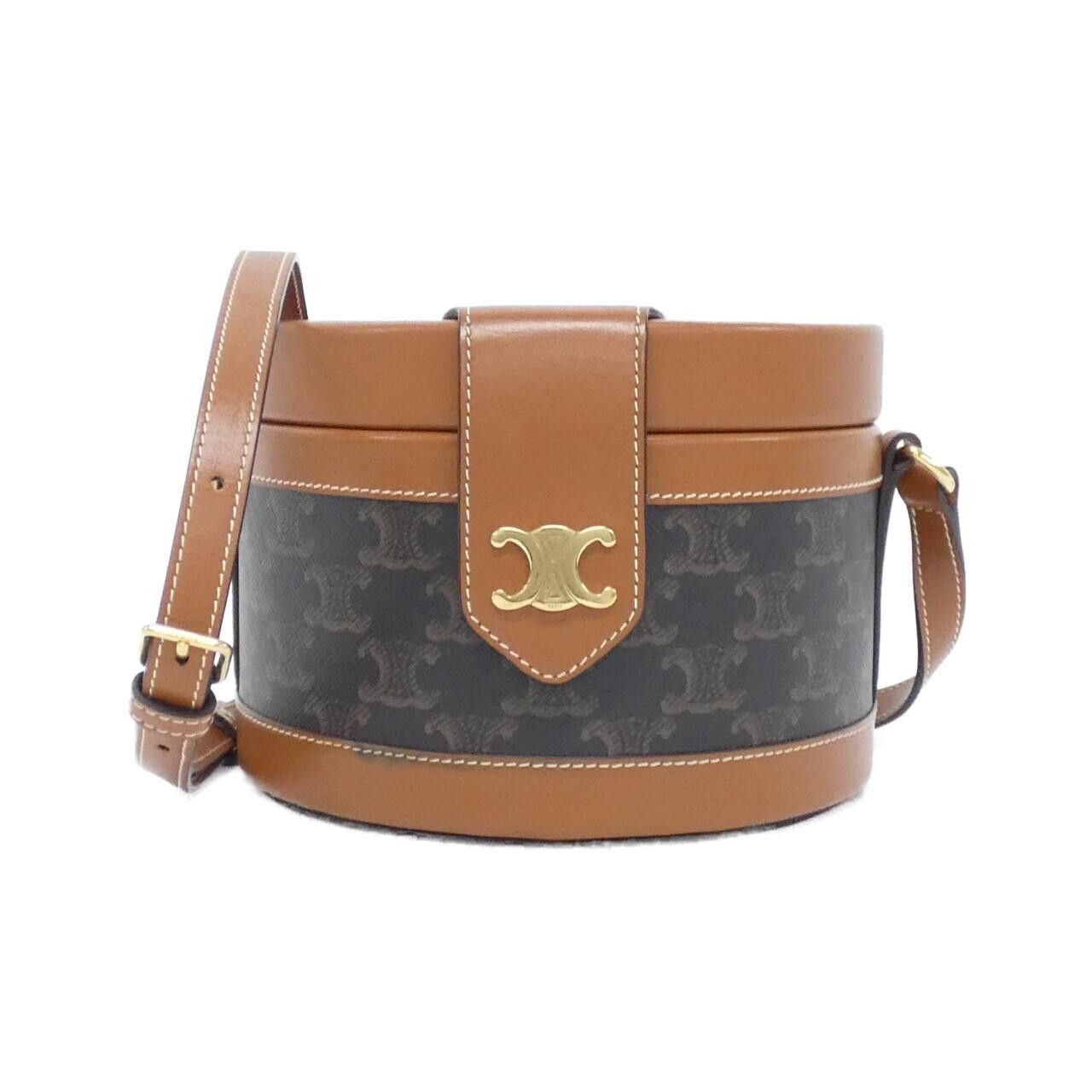 Celine Celine Celine Medium Tambour Triomphe Canvas Calf Shoulder Bag Leather Shoulder Bag 195192BZJ DUTY FREE for USA Size ONE SIZE - 1 Thumbnail