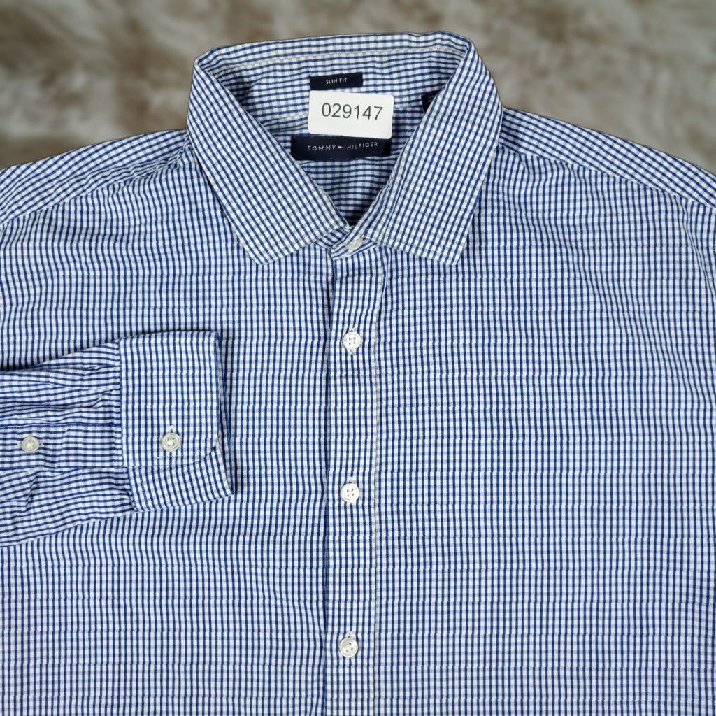 Tommy Hilfiger Tommy Hilfiger Shirt Mens XL Blue Check Button Up Long Sleeve Size US XL / EU 56 / 4 - 1 Thumbnail