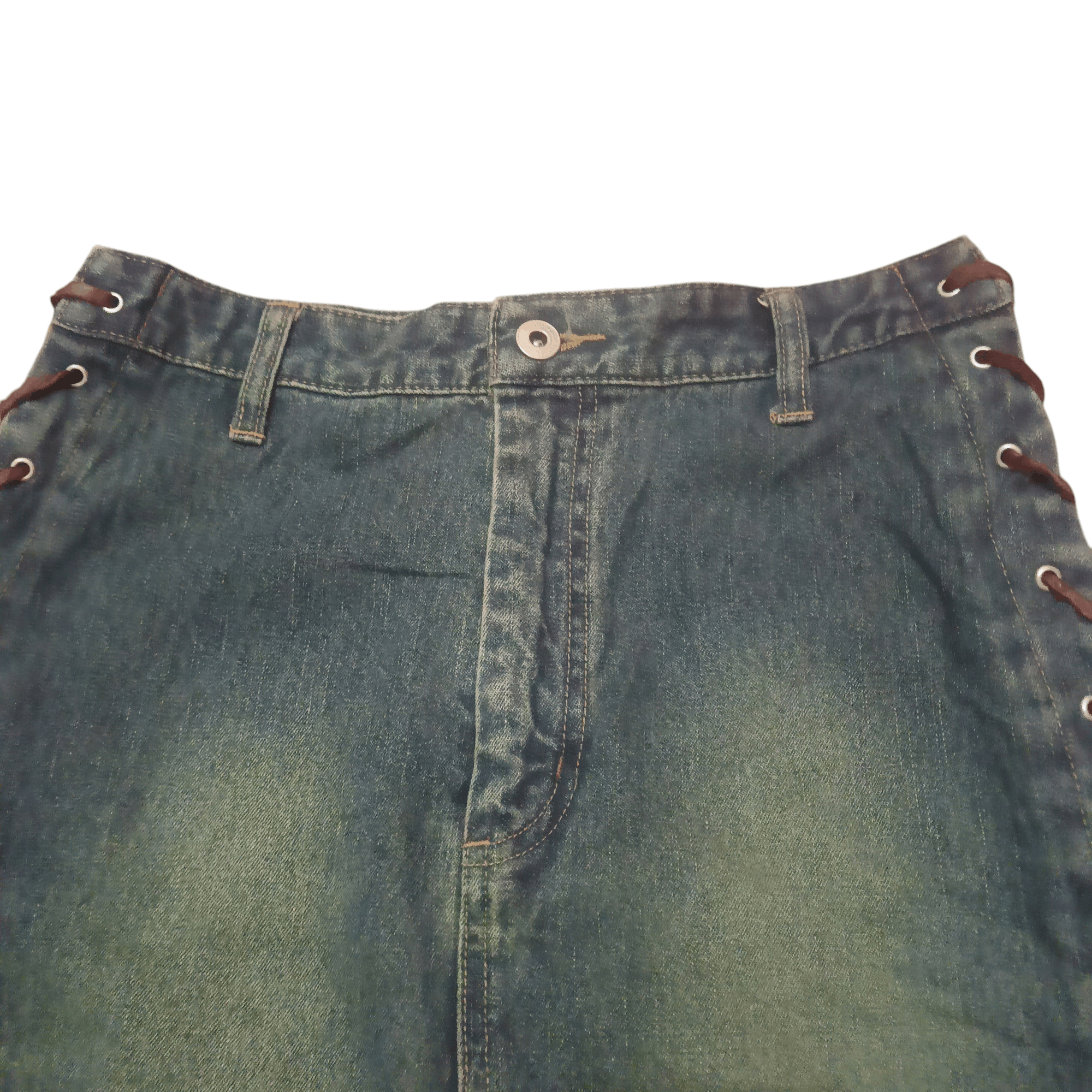 If Six Was Nine Japanese Denim Skirts ifsixwasnine style Lace up design Size 26" / US 2 / IT 38 - 4 Thumbnail