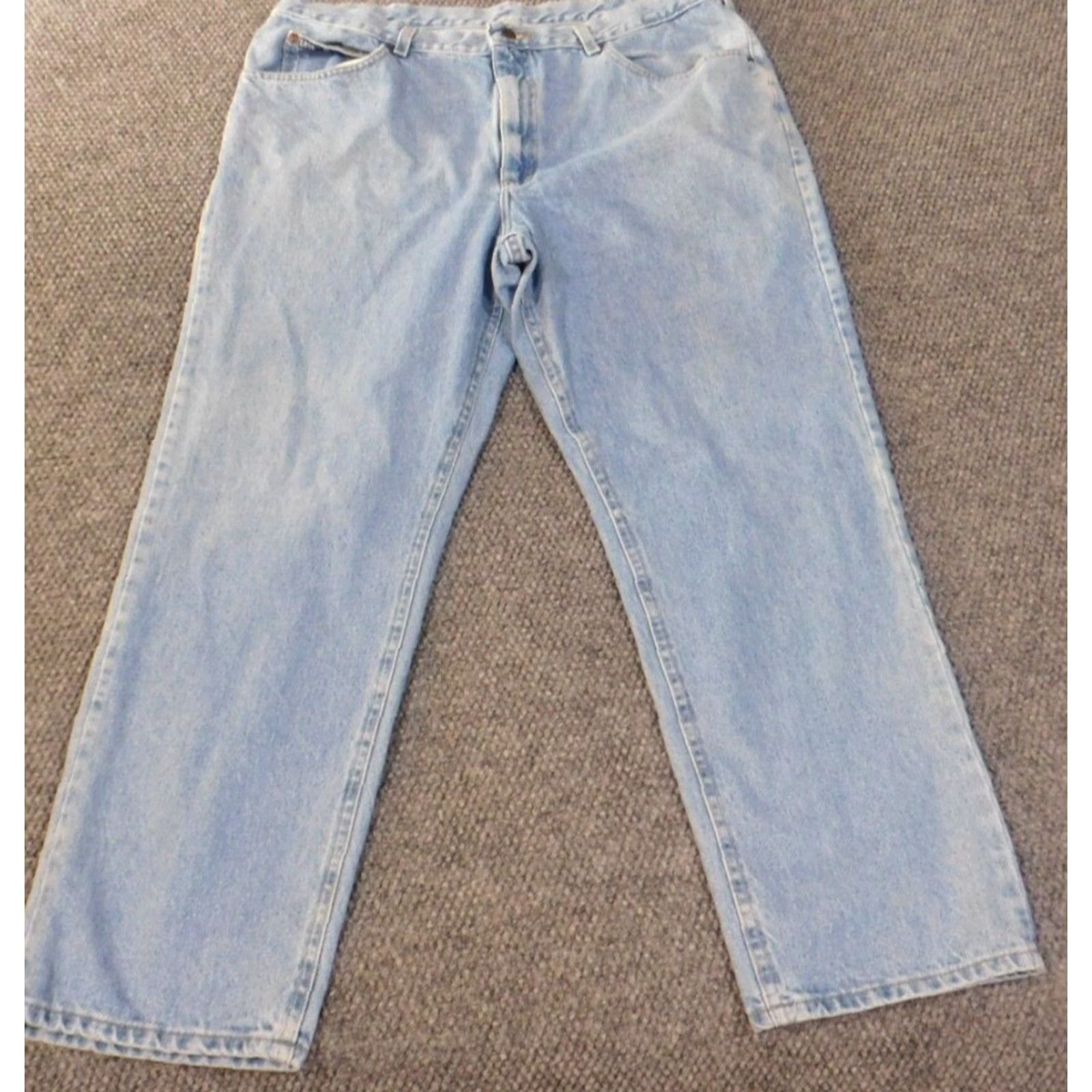 Lee Lee Jeans Men 42x30 Straight Blue Light Wash Vintage Denim Classic Work Pants Mens Regular Straight Jeans Zipper Pockets American 90s Style Size US 42 / EU 58 - 2 Thumbnail