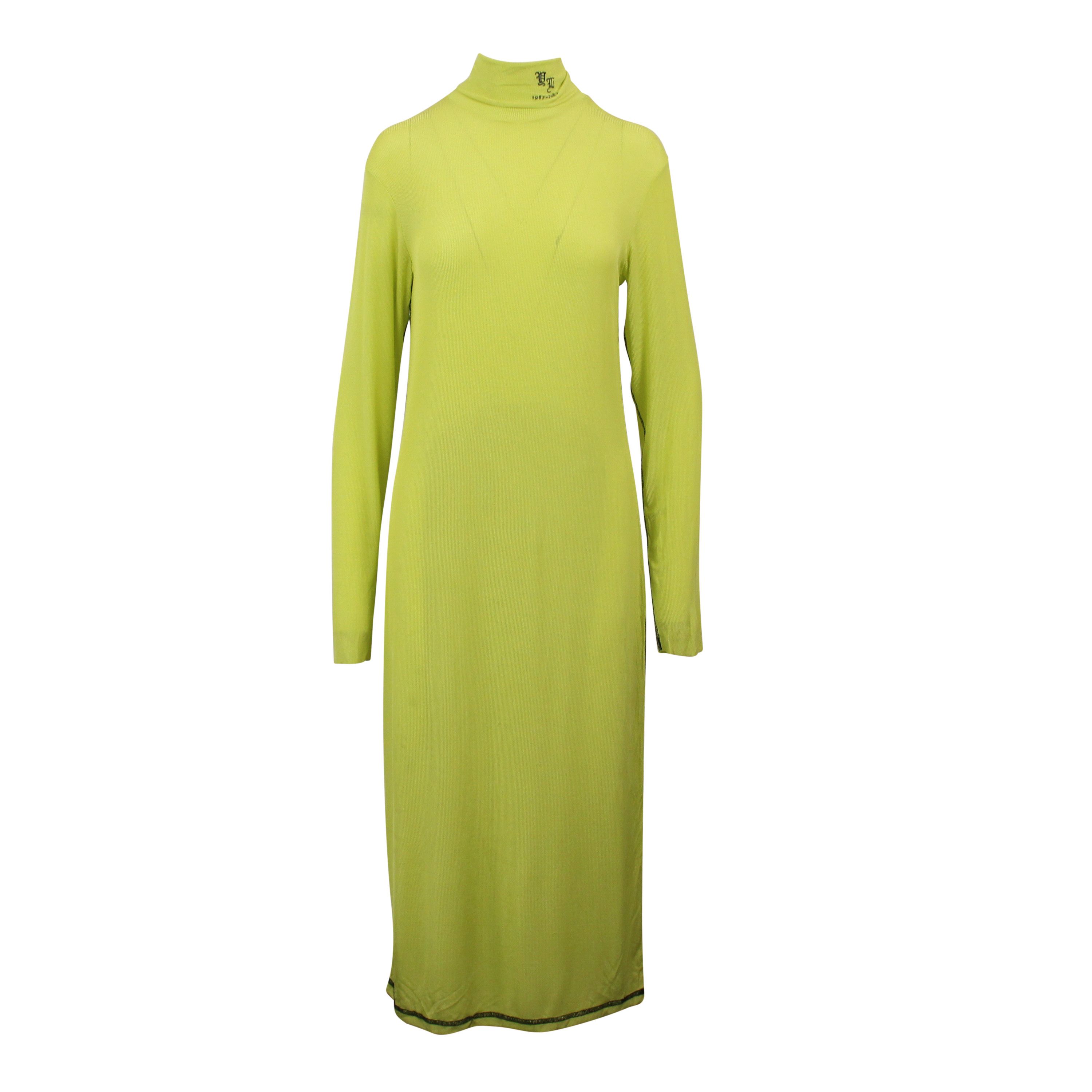 Image of Yang Li Yellow Ribbed Long Sleeve Dress Size Xs, Women's