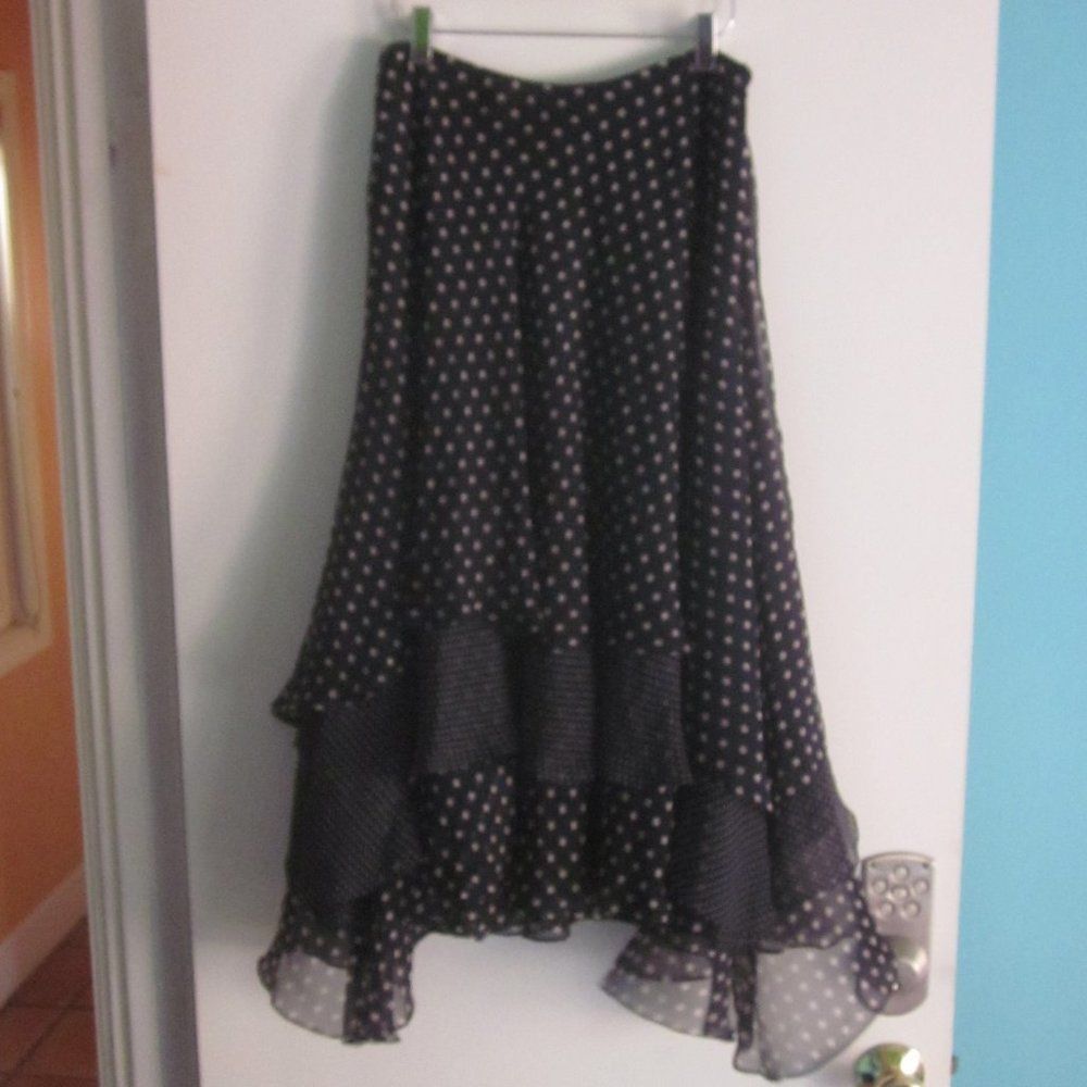 Good Worth & Co. Worth Y2K Blue Silk Tiered Polka Dot A-Line Skirt Size 2 Size 26" / US 2 / IT 38 - 4 Thumbnail