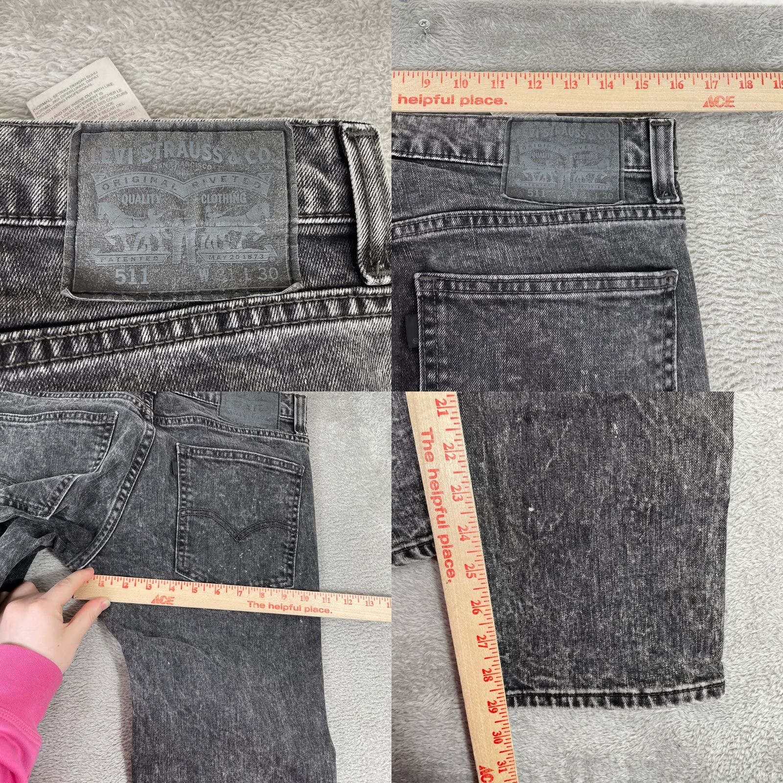 Levi's Levi's 511 Jeans Mens Slim Fit Black Acid Wash Stretch Denim Grunge Skater 31x29 Size US 31 - 8 Thumbnail