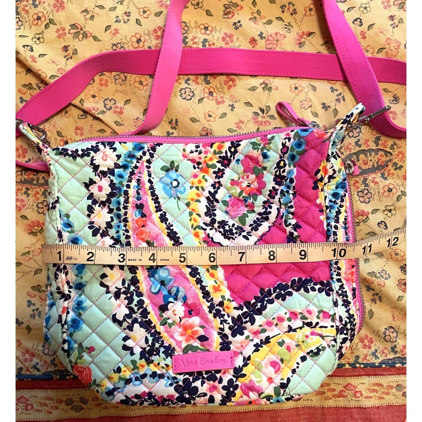 Vera Bradley Vera Bradley Carson Wildflower Paisley Crossbody Purse Pink Blue Colorful Pretty Women Medium Tote Size ONE SIZE - 7 Thumbnail