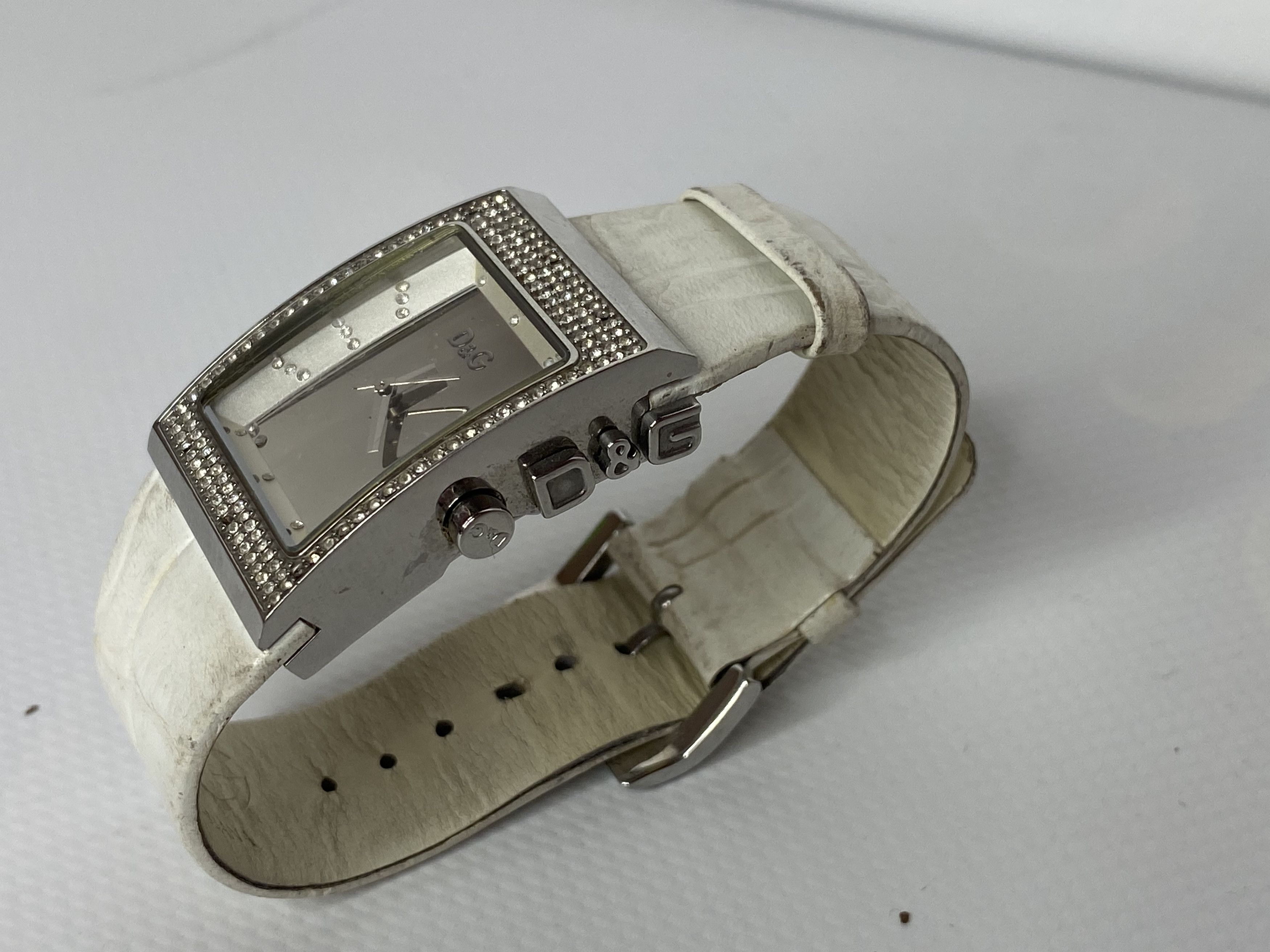 Dolce & Gabbana DOLCE & GABBANA 302555 TIME WATCH SILVER WHITE LEATHER BELT Size ONE SIZE - 2 Thumbnail
