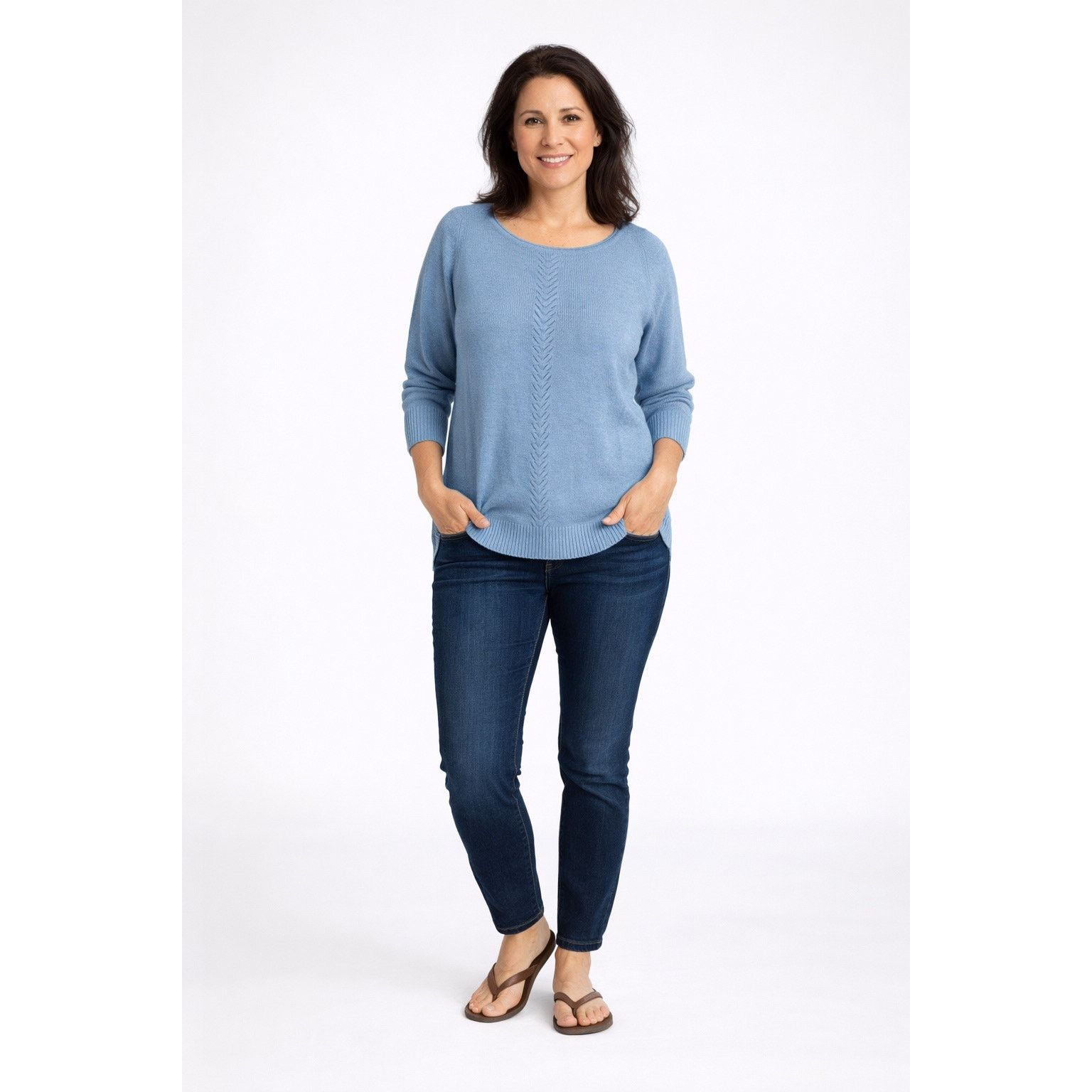 Other Karen Scott Blue Knit Sweater Women 3/4 Sleeve 1X - A009 Size XXL / US 16-18 / IT 52-54 - 1 Thumbnail