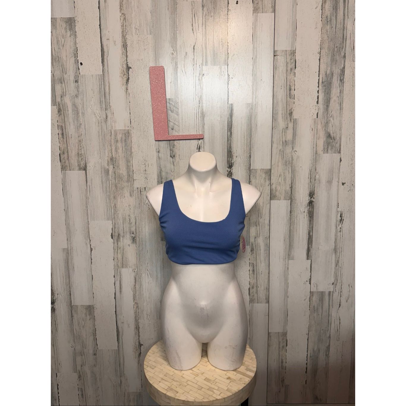 Other Zaful Blue Ribbed Crisscross Back Bikini Top Size Large US 1 Size L / US 10 / IT 46 - 1 Thumbnail