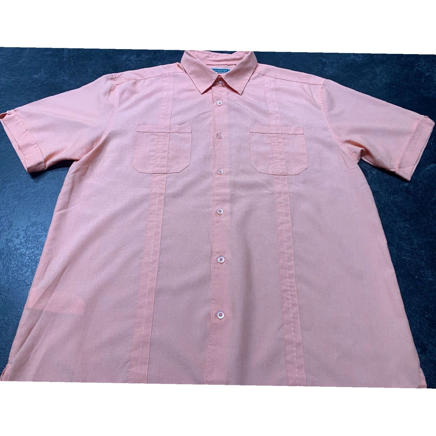 Cubavera Cubavera Mens Hawaiian Shirt Large L Rayon Blend Bowling Peach Size US L / EU 52-54 / 3 - 1 Thumbnail