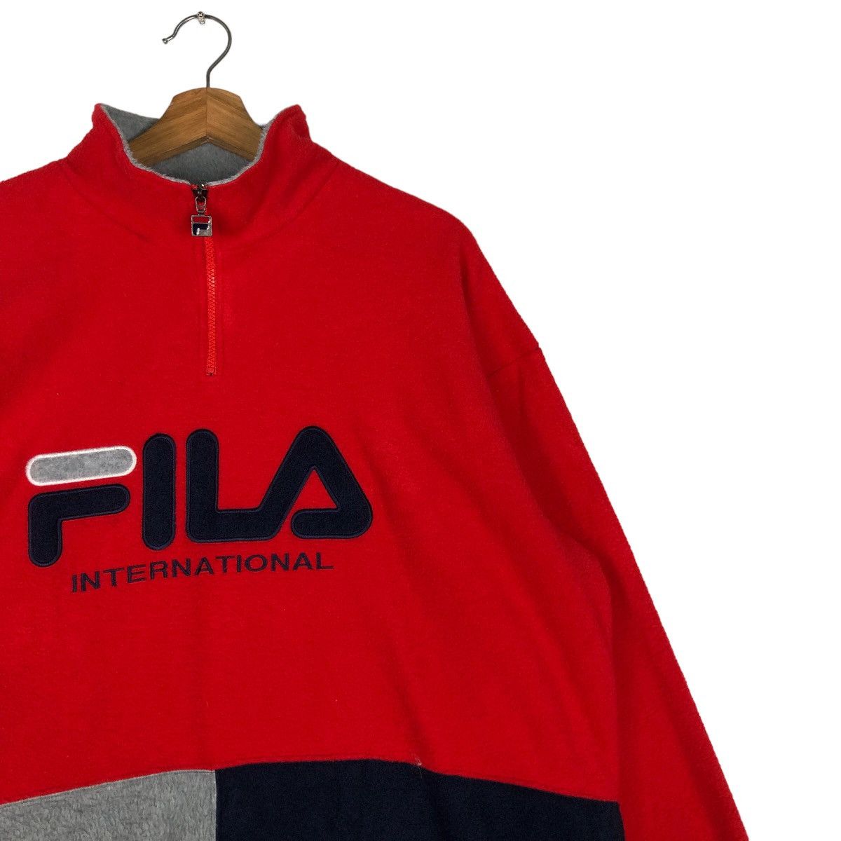 Japanese Brand 🔥Vtg Anorak Jacket Fleece Fila International Big Spell Out Size US XL / EU 56 / 4 - 6 Thumbnail