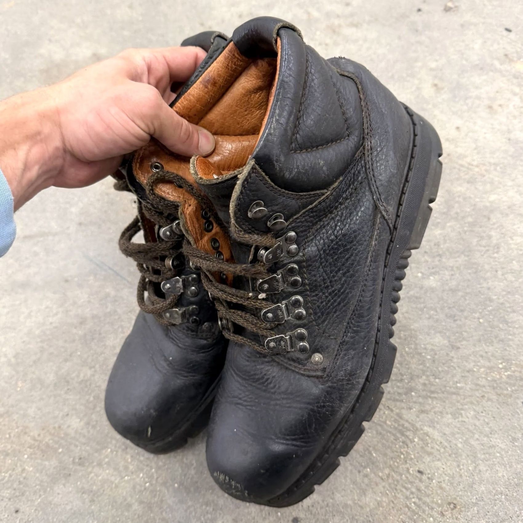 Hush Puppies VINTAGE Hush Puppies Boots Leather Black Moto Mens 12 M Combat Leather USA Mens Size US 12 / EU 45 - 7 Thumbnail