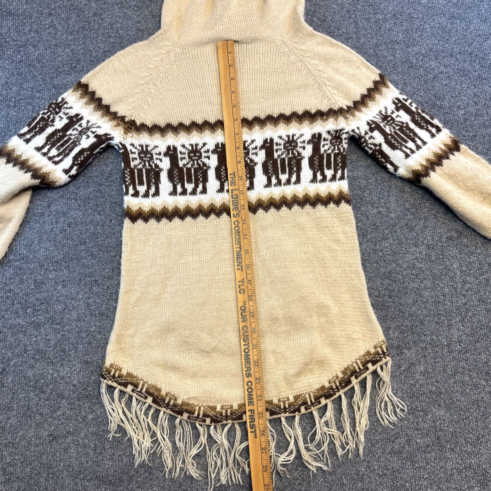 Vintage Artesania 100% Alpaca Hooded Pullover Sweater Long Sleeve Peru Small Womens Beige Vintage? Size S / US 4 / IT 40 - 7 Thumbnail