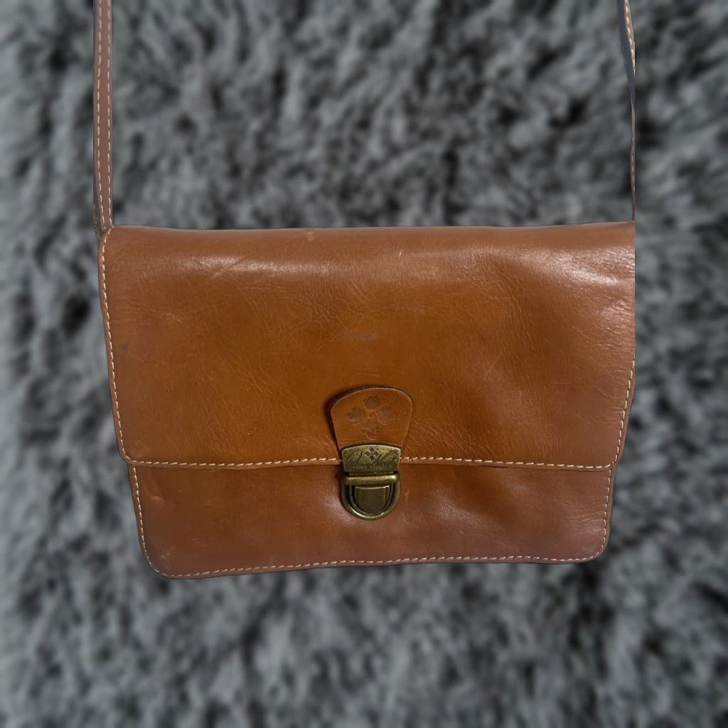 Patricia Nash Leather Crossbody Organizer Bag - Small Brown Purse With Gold Accents - Bohemian Style - Womens