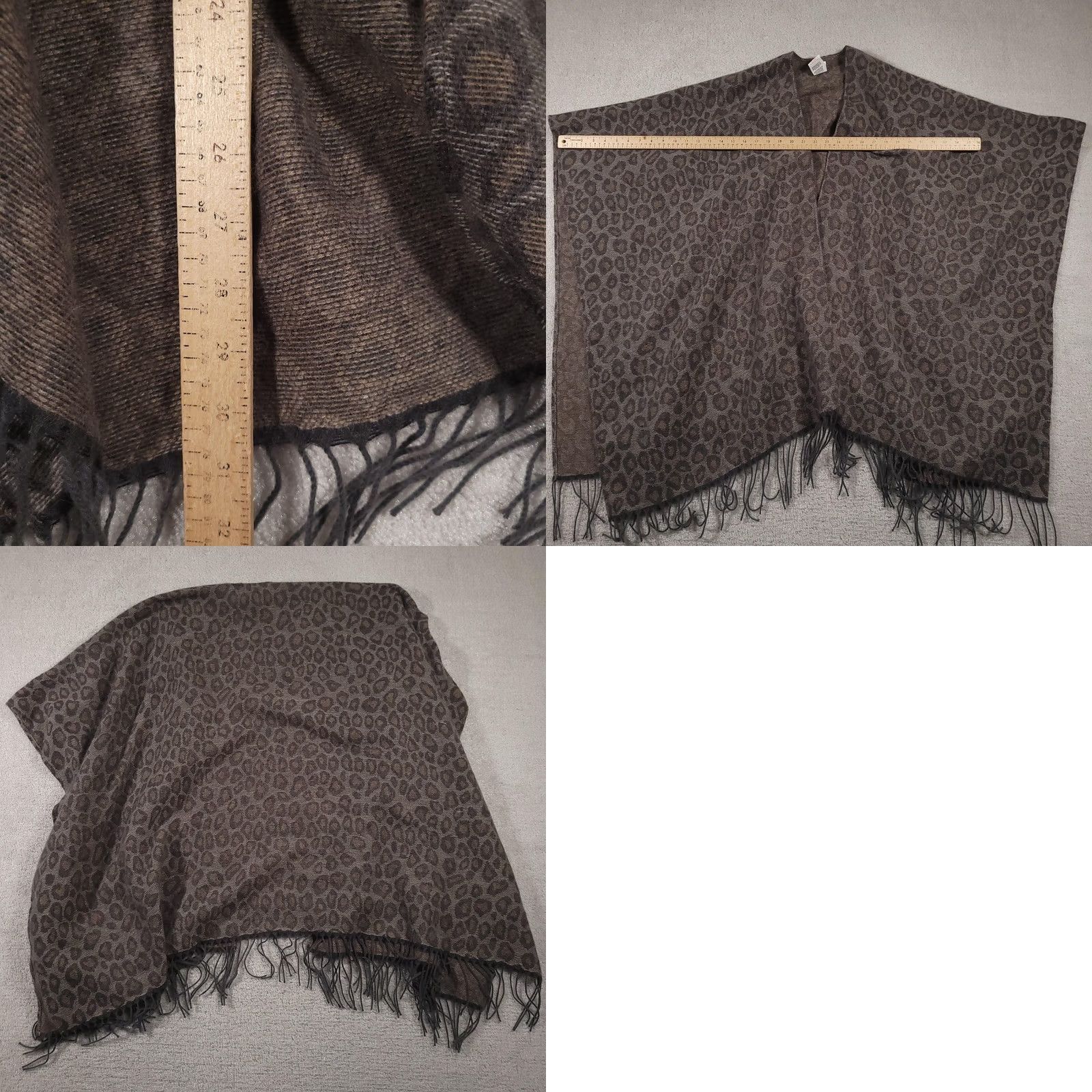 Vintage Woolrich Shawl Poncho Womens One Size Brown Leopard Animal Print Fringe Wrap Size ONE SIZE - 8 Thumbnail