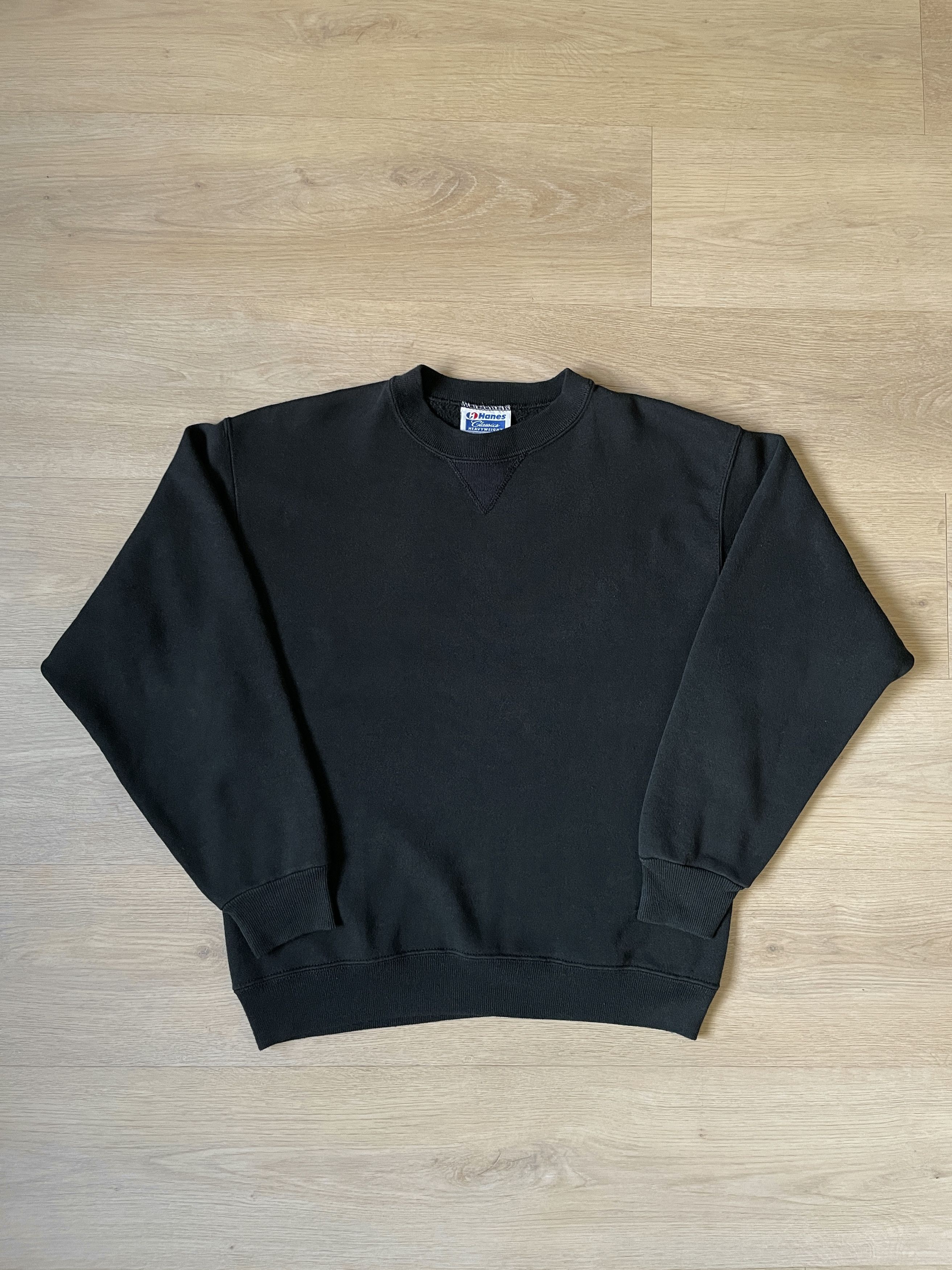 Hanes × Vintage 90s Black Blank Sweatshirt Size US M / EU 48-50 / 2 - 1 Thumbnail
