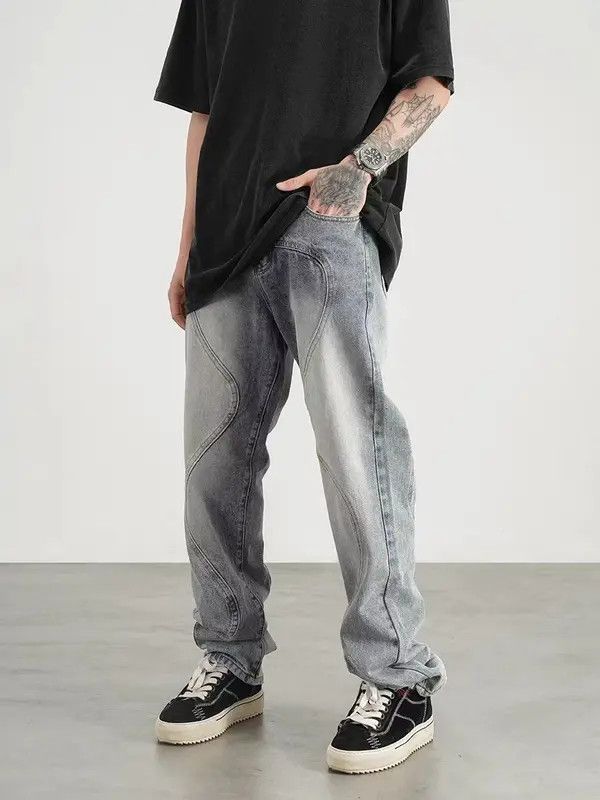 Japanese Brand VIBE Washed baggy irregular contour hip-hop jeans Size US 34 / EU 50 - 2 Thumbnail