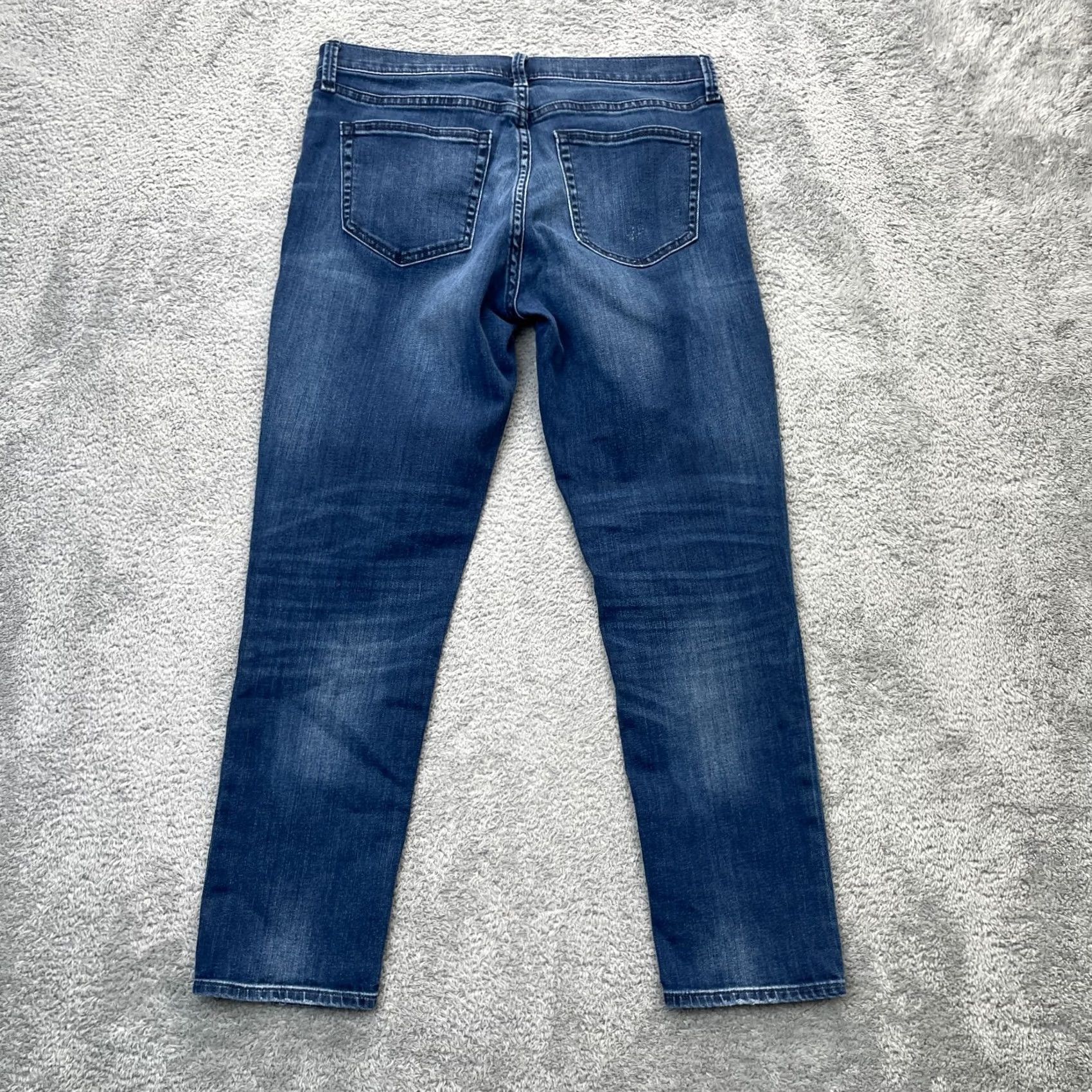 Gap Gap Jeans Womens 32x26 Blue 1969 Tapered Leg Whiskered Denim Logo Cotton Stretch Size 24" / US 00 / IT 34 - 2 Thumbnail
