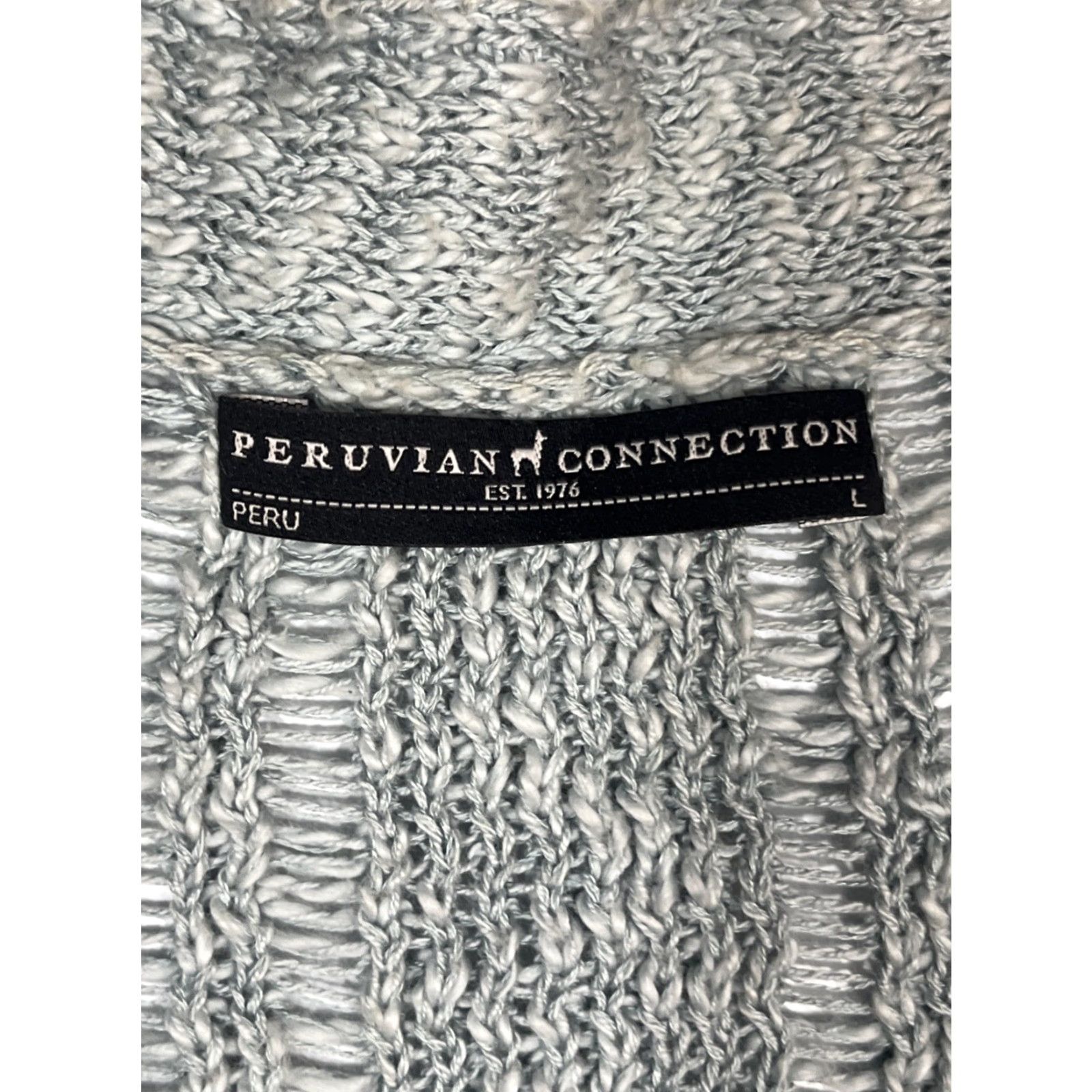 Vintage Peruvian Connection Light Blue Open Front Cardigan Sweater Pima Cotton Womens LG Size L / US 10 / IT 46 - 6 Thumbnail