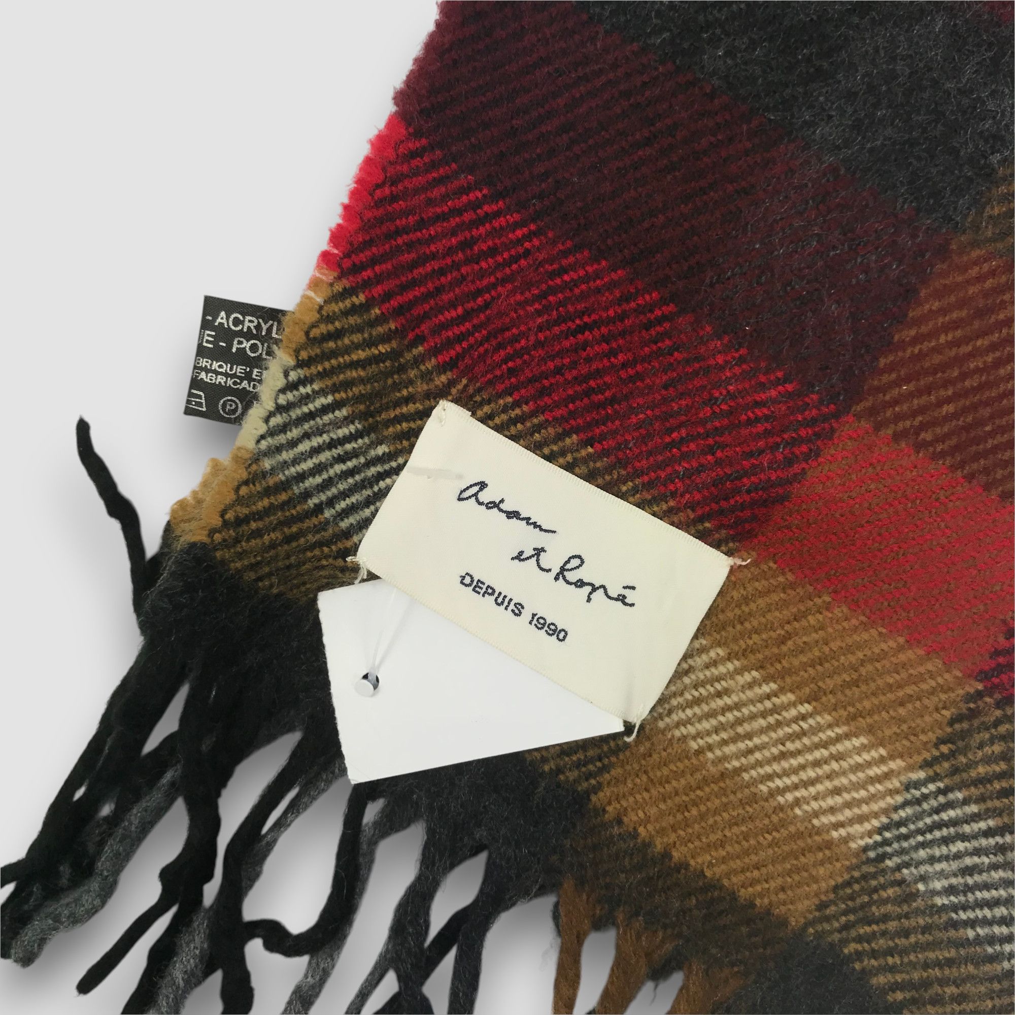 ADAM ET ROPE NWT Vintage Adam et Rope Scarf Fringe Wool Tartan Scarves Size ONE SIZE - 3 Thumbnail