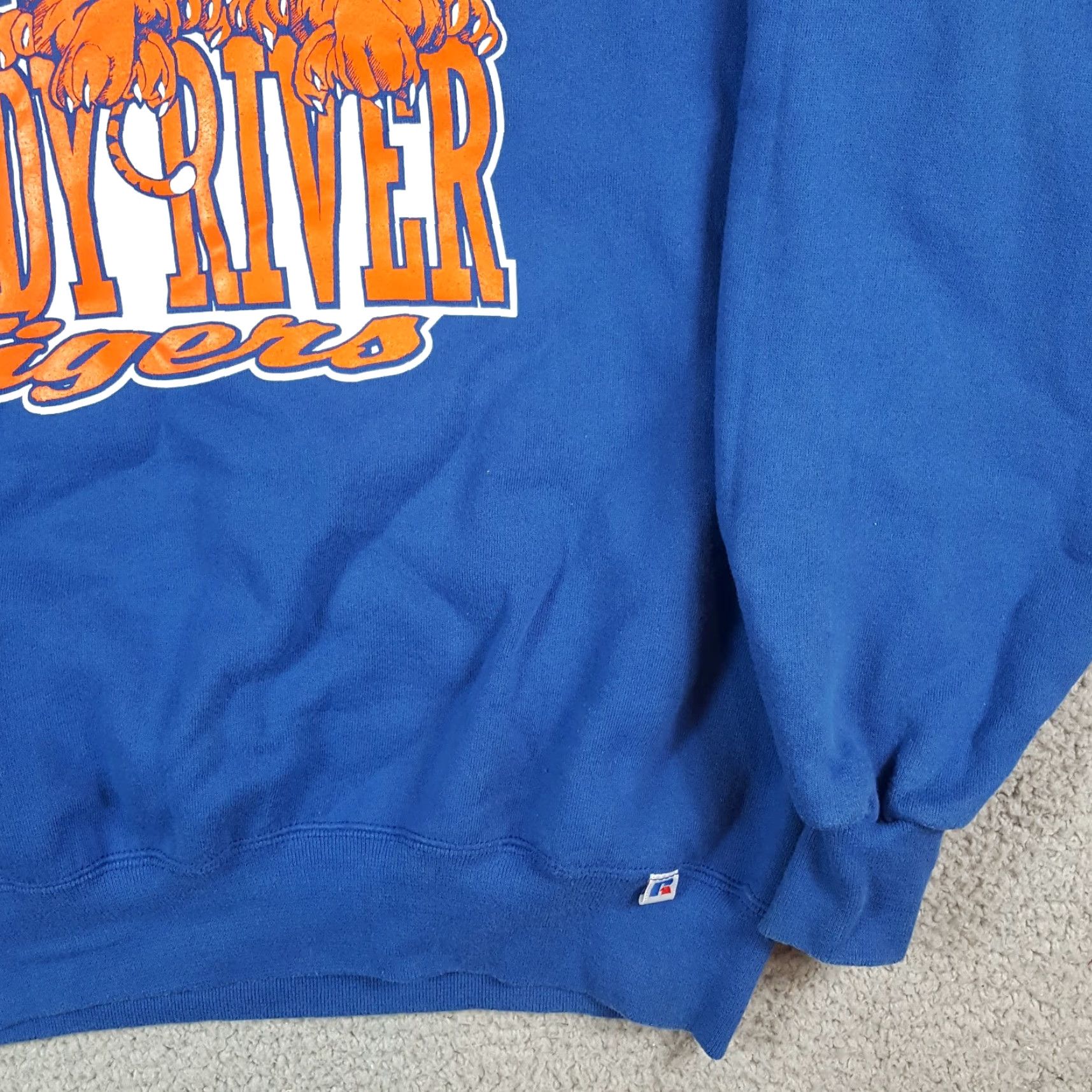 Russell Athletic VINTAGE Russell Athletic Sandy River Tigers School Football XL Pullover Crewneck Sweatshirt Blue Mens Football 90s College Retro University Sweatshirt Size US XL / EU 56 / 4 - 4 Thumbnail