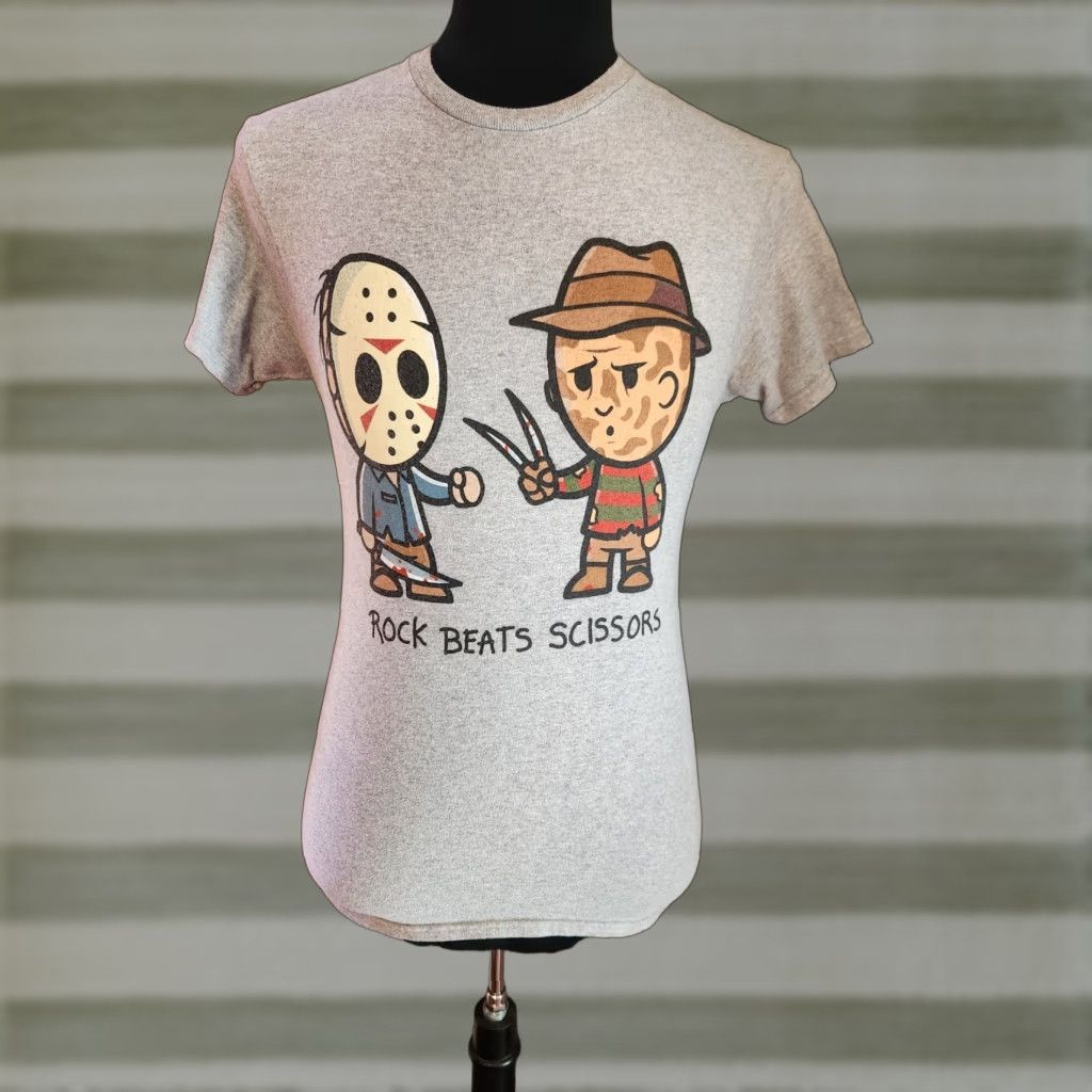 Vintage A Nightmare On Elm Street Rock Beats Scissors Gray Short Sleeve T-Shirt Size S Size US S / EU 44-46 / 1 - 1 Thumbnail