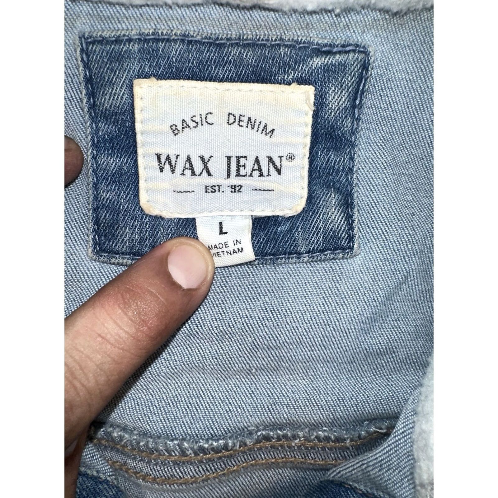Denime Wax Jeans Hoodie Denim Jacket Women's Juniors Large Dark Denim Waxed Denim Jacket Hoodie Women's Large Dark Denim Wax Jeans Size L / US 10 / IT 46 - 4 Thumbnail