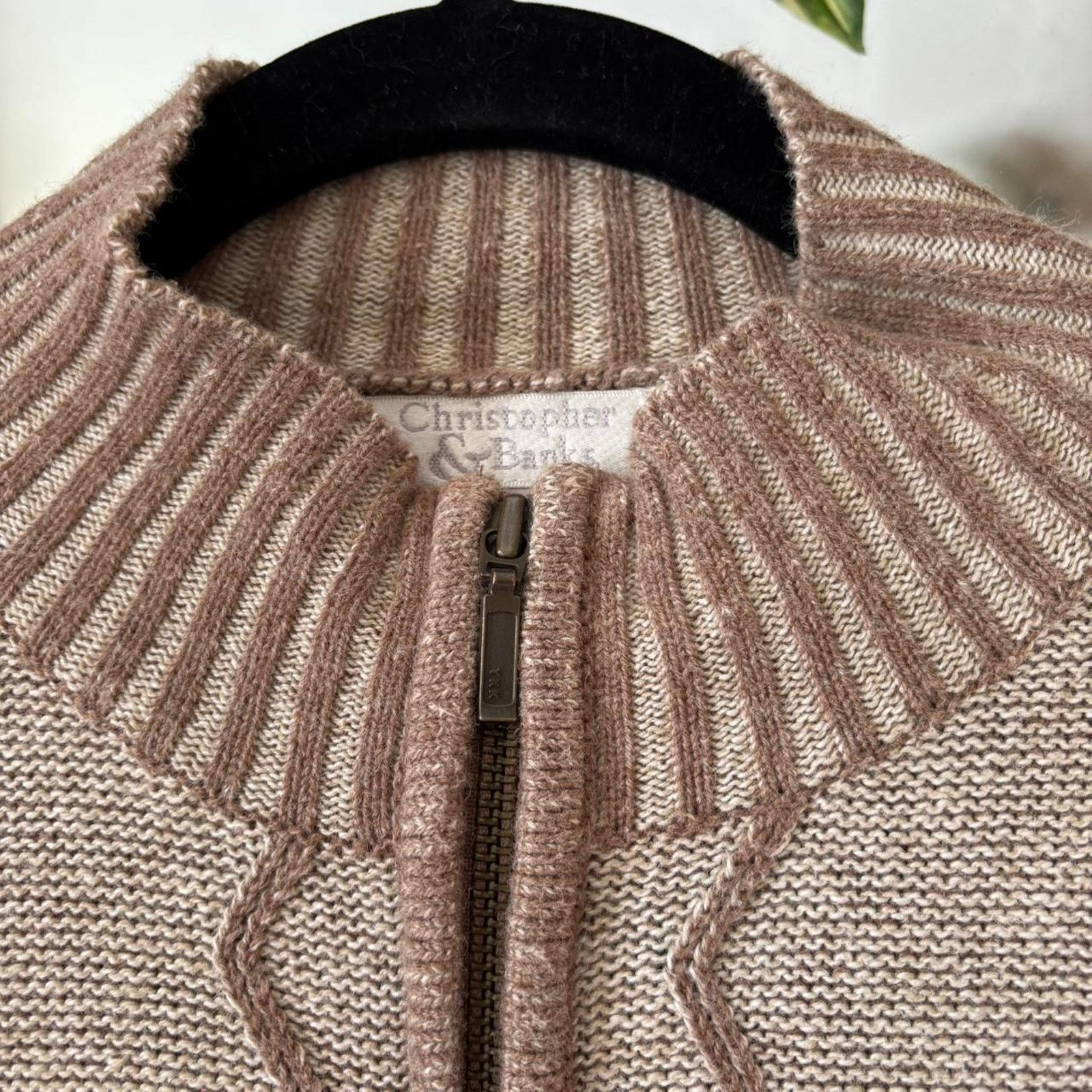 Vintage Vintage Christopher & Banks Beige Zip Sweater Small Natural Size S / US 4 / IT 40 - 4 Thumbnail