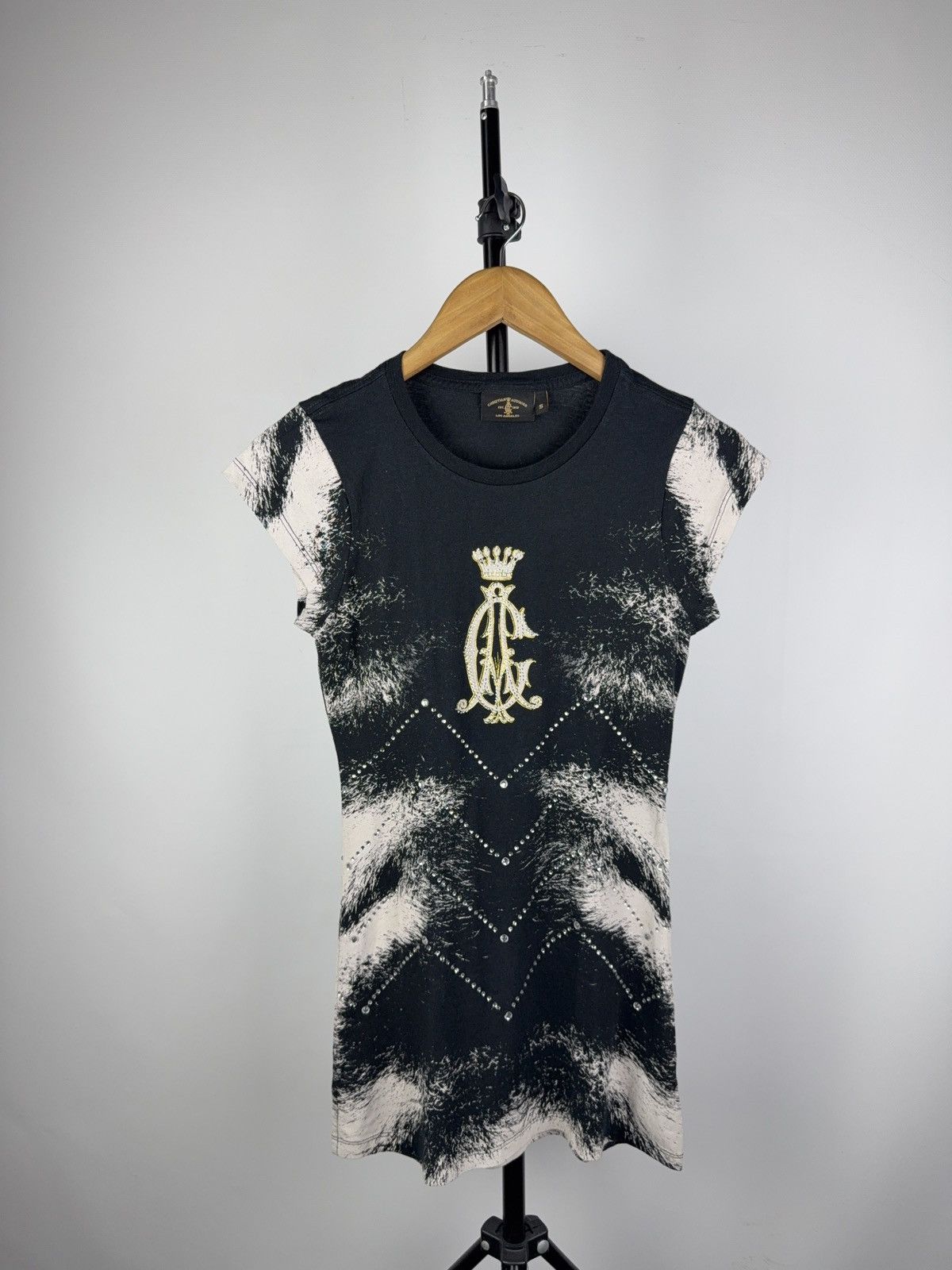 Christian Audigier Y2K 00s USA Christian Audigier Rhinestone Longline Tee Dress Size S / US 4 / IT 40 - 1 Thumbnail