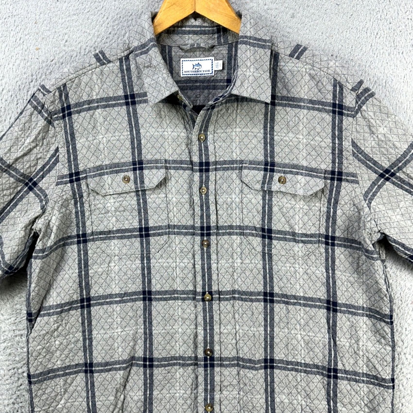 Southern Tide Southern Tide Shacket Flannel Men Large Gray Plaid Quilted Button Up Shacket Size US L / EU 52-54 / 3 - 2 Thumbnail