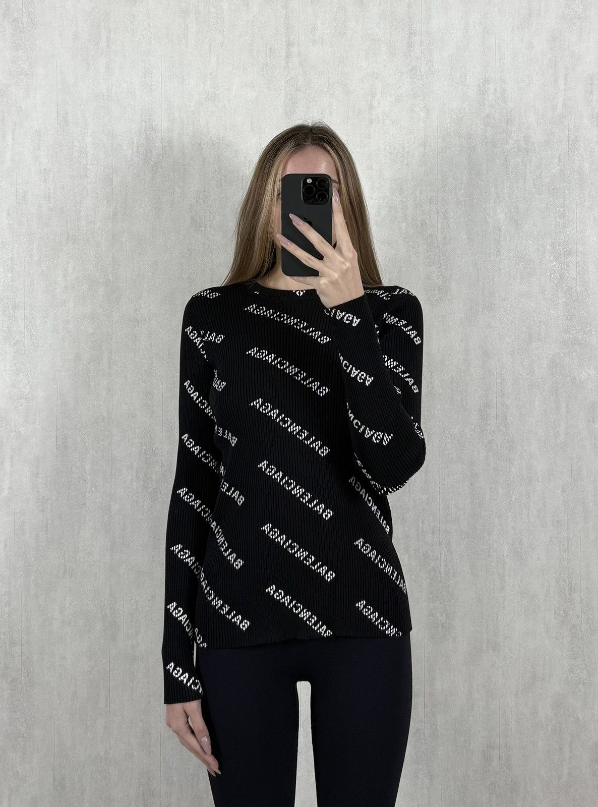 Balenciaga Balenciaga Women’s Monogram Poly Longsleeve Shirt Size XL Size XL / US 12-14 / IT 48-50 - 1 Thumbnail