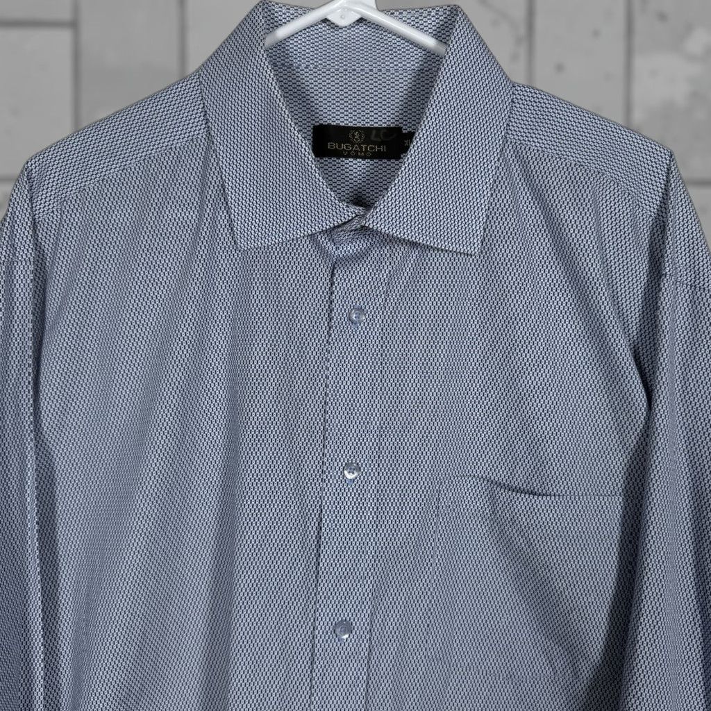 BUGATCHI Bugatchi Uomo Men’s XL Blue Micro Print Long Sleeve Button-Up Shirt Size US XL / EU 56 / 4 - 1 Thumbnail