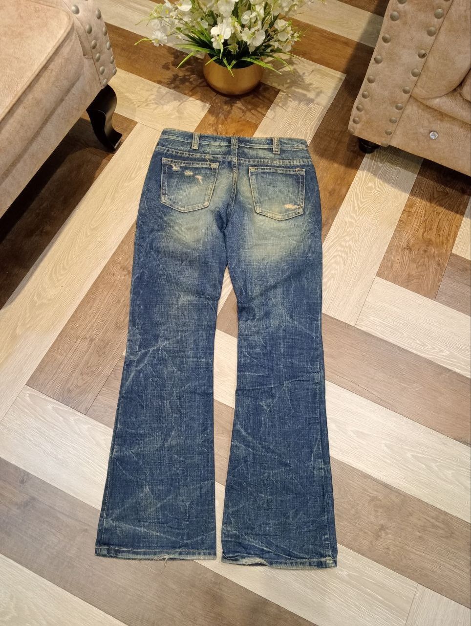 If Six Was Nine OZZ FIRST PINBALL BLUE DISTRESSED FLARED PANTS Size US 32 / EU 48 - 11 Thumbnail