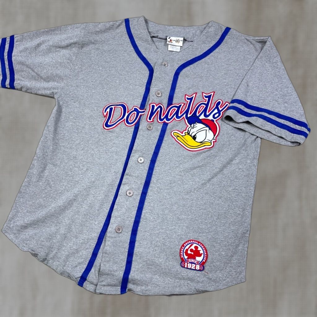 Disney VINTAGE Disney Men Large Gray Donald Baseball Jersey Embroidered 90s Y2K Shirt Disney Donald Duck Graphic Print Hip Hop Retro Classic T-Shirt Mens Size US L / EU 52-54 / 3 - 1 Thumbnail